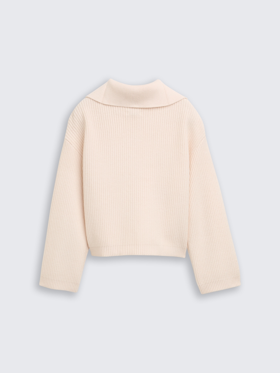 Cropped Troyer Strickpullover - soft cream beige