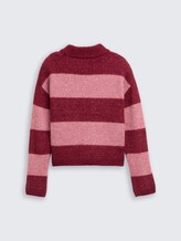 Pull-over court en maille avec blocs de couleur - burgundy pink block stripe