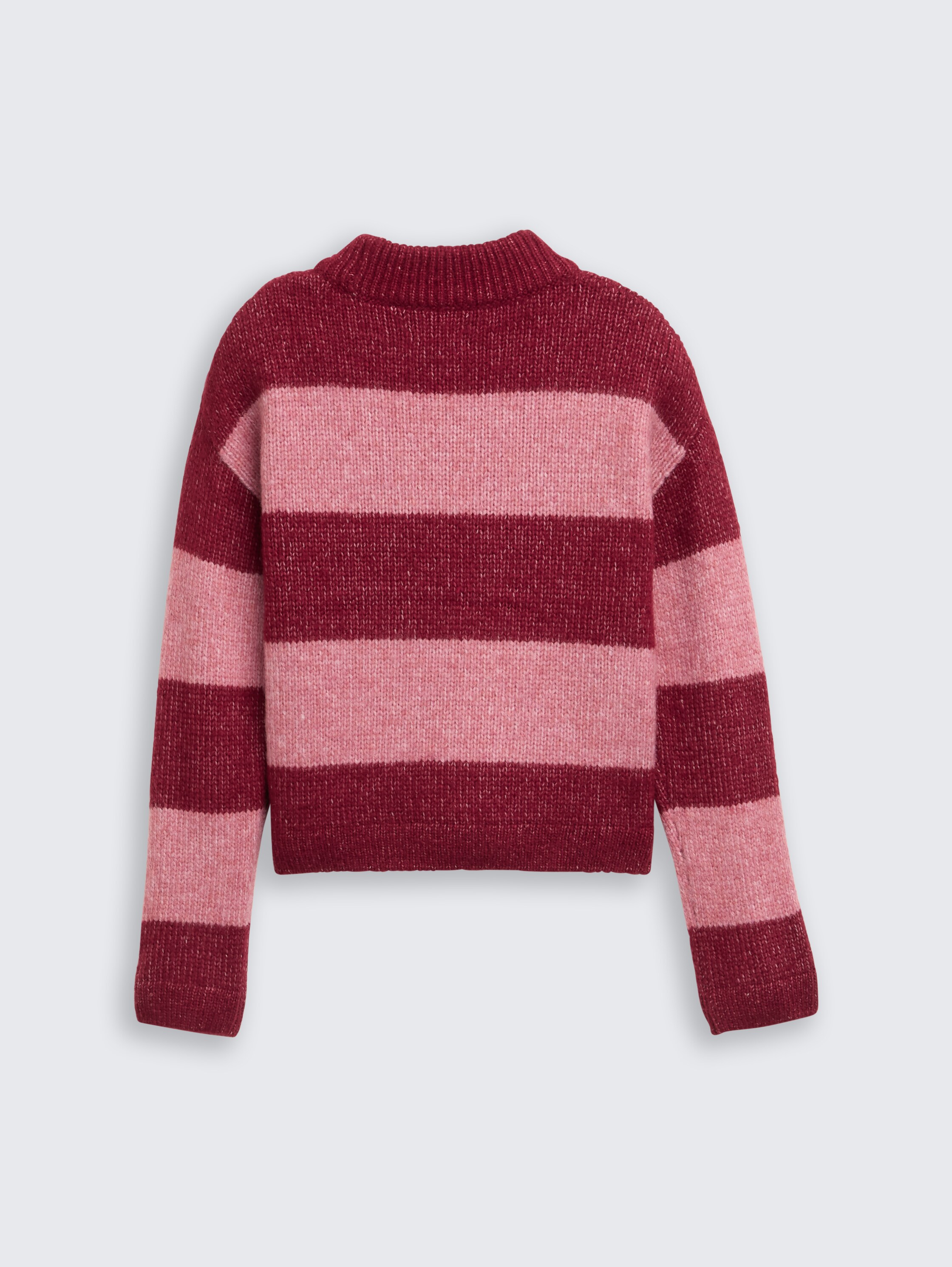 Cropped Strickpullover mit Colour Blocking - burgundy_pink_block_stripe - 