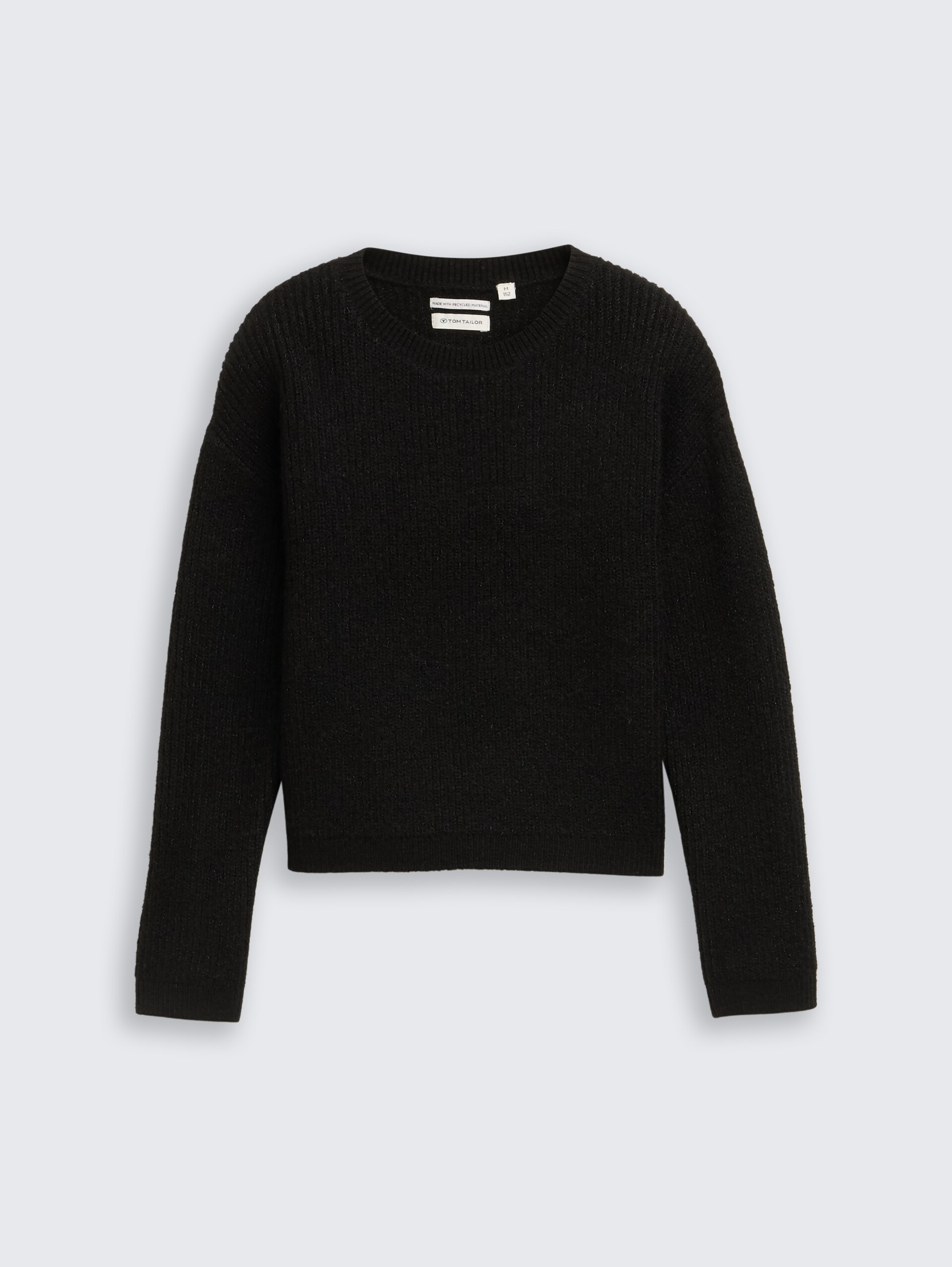 Cropped Strickpullover in Glitzer-Optik - heavy black