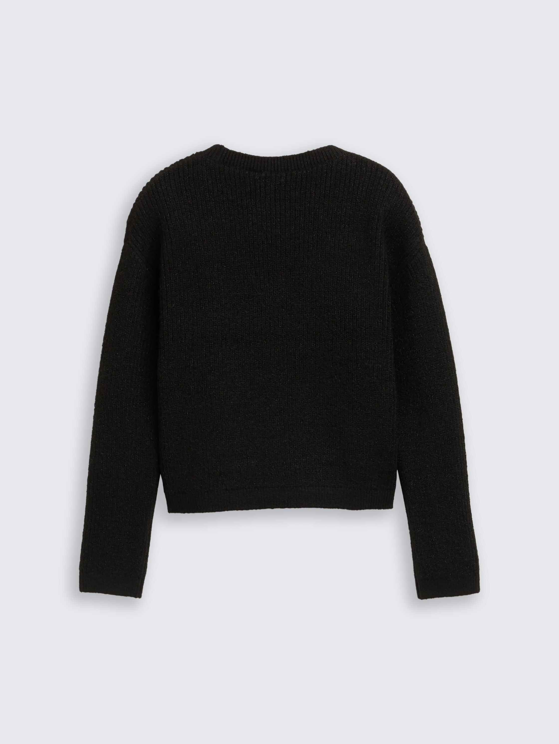 Cropped Strickpullover in Glitzer-Optik - heavy_black - 