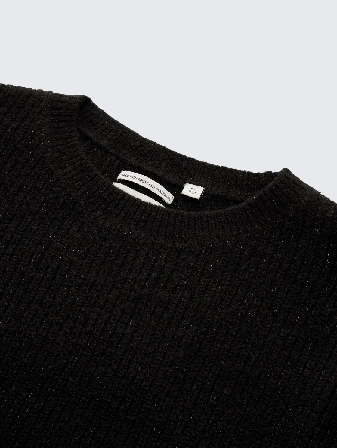 Cropped knit jumper with glitter effect - heavy black - Detail model view