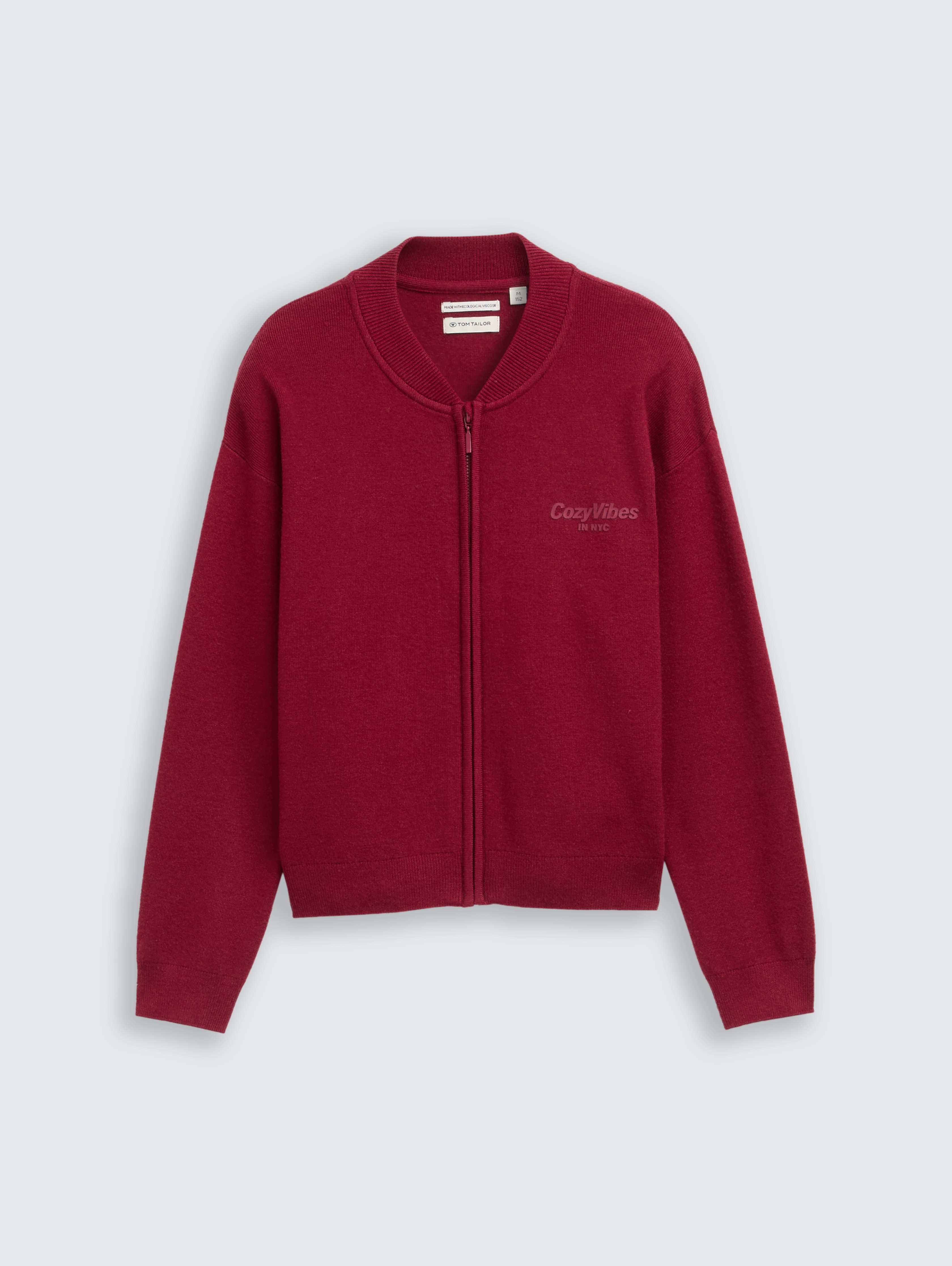 Bomber Cardigan mit Reißverschluss von Teen Girls, Beetroot Red