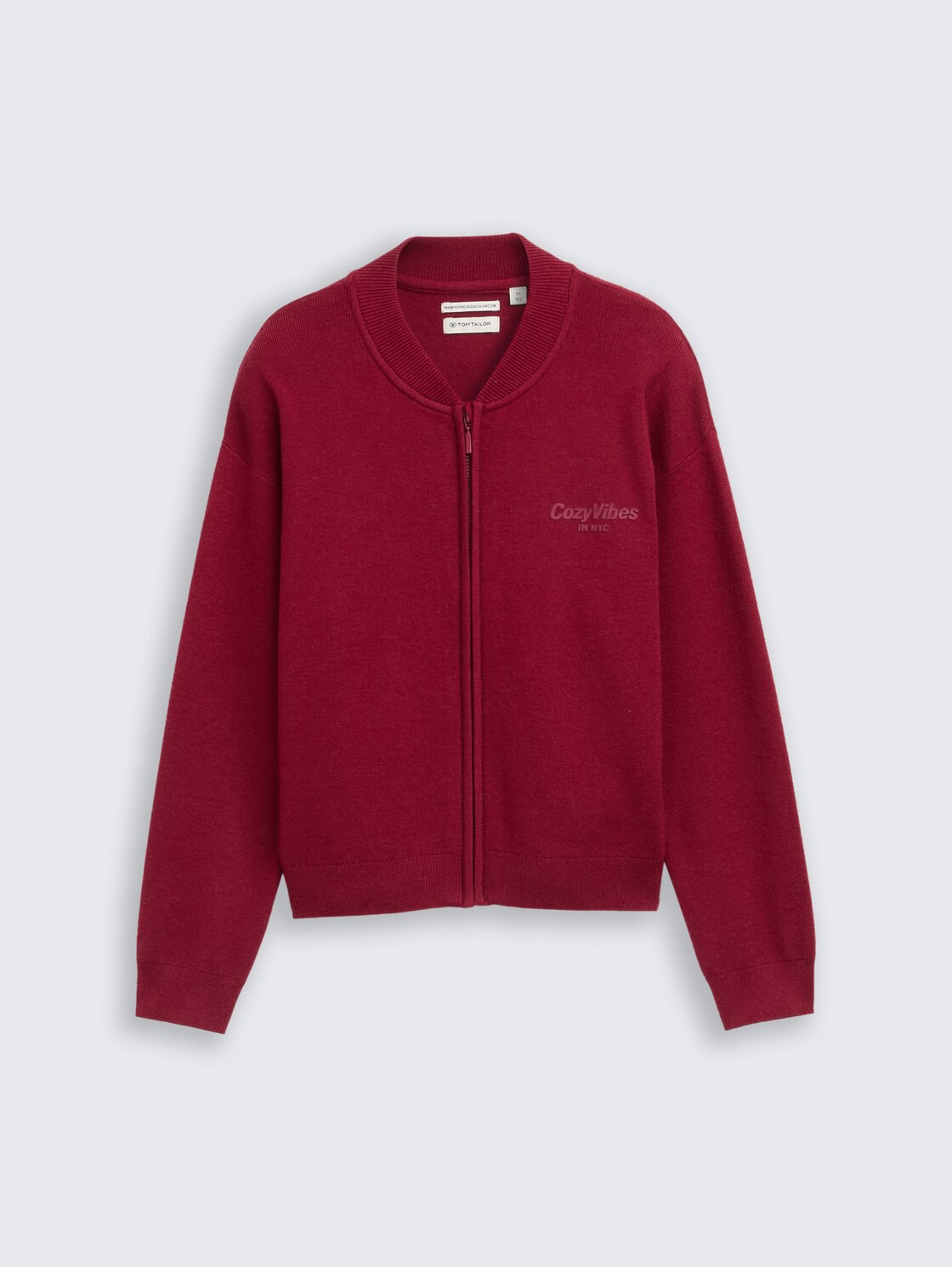 Bomber Cardigan mit Reißverschluss - Beetroot Red