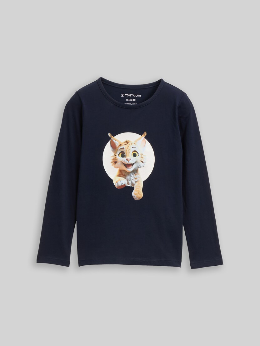 Langarmshirt mit Fotoprint von Mini Girls, sky captain blue