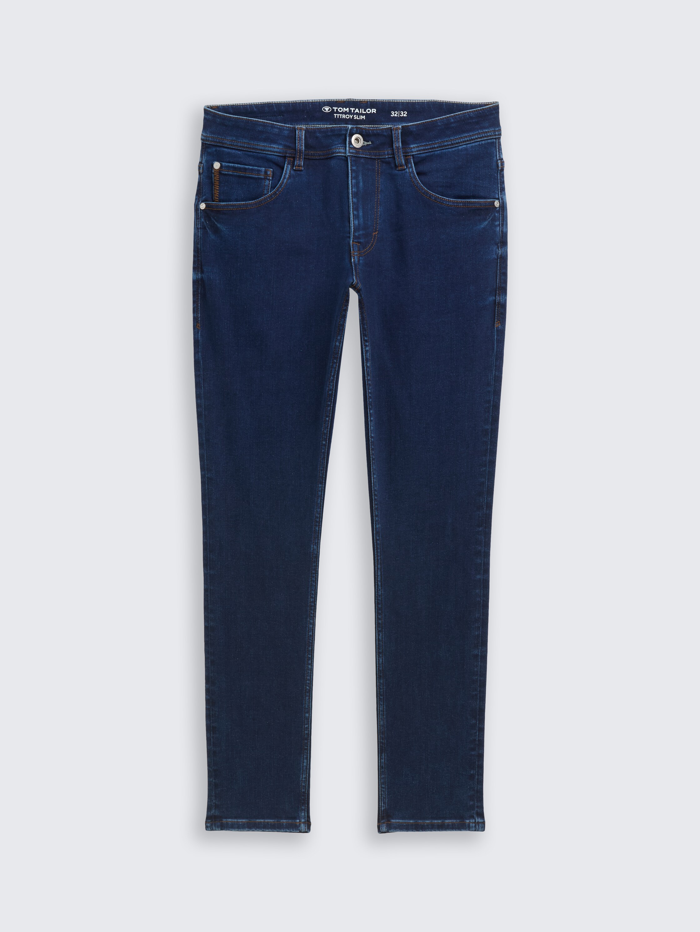 TTTROY SLIM Jeans mit Stretch - Clean Mid Stone Blue Denim - Vorder-Produkt-Ansicht