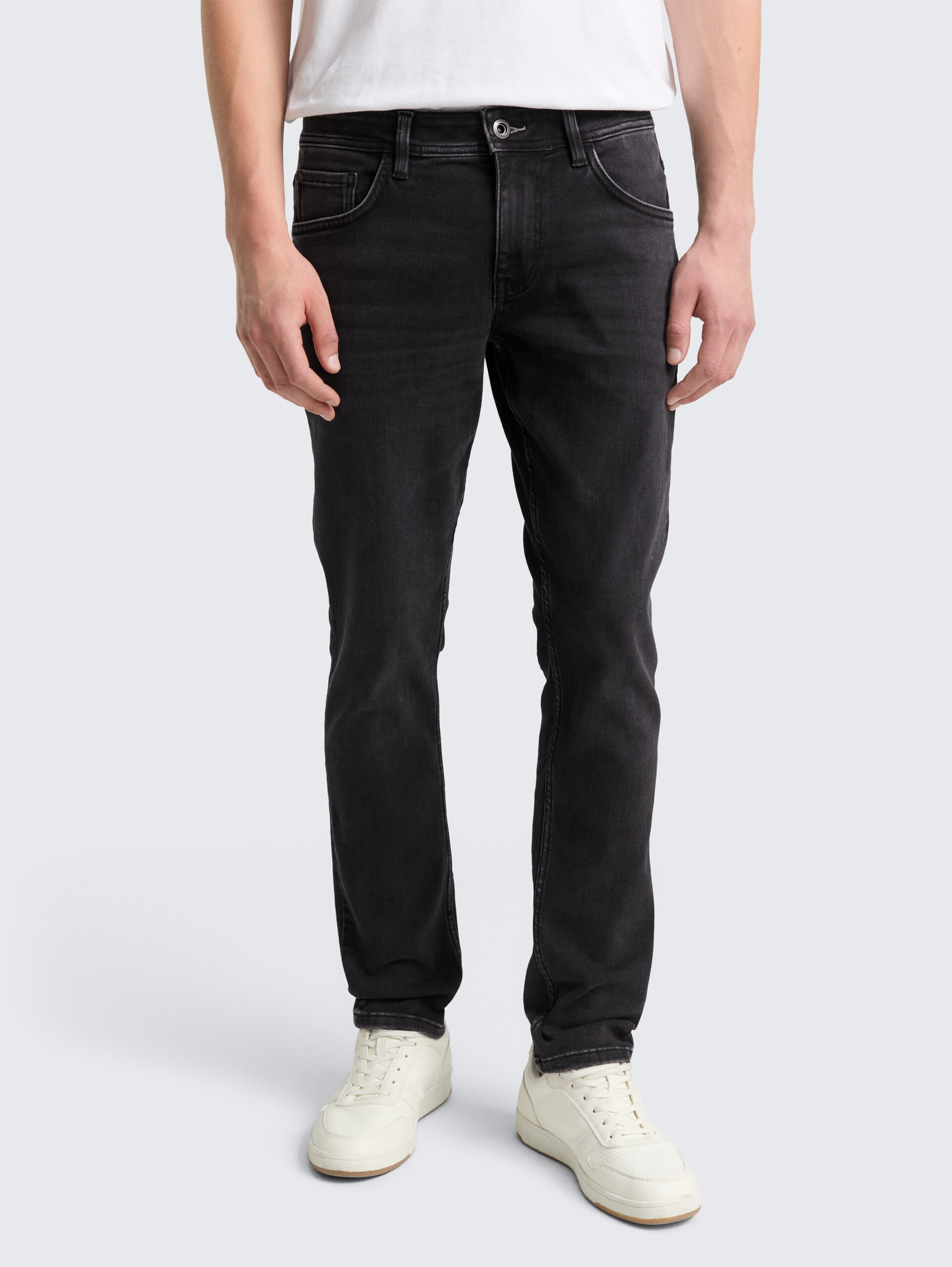TTTROY SLIM jeans met stretch - clean dark stone grey denim - Nek model vooraanzicht