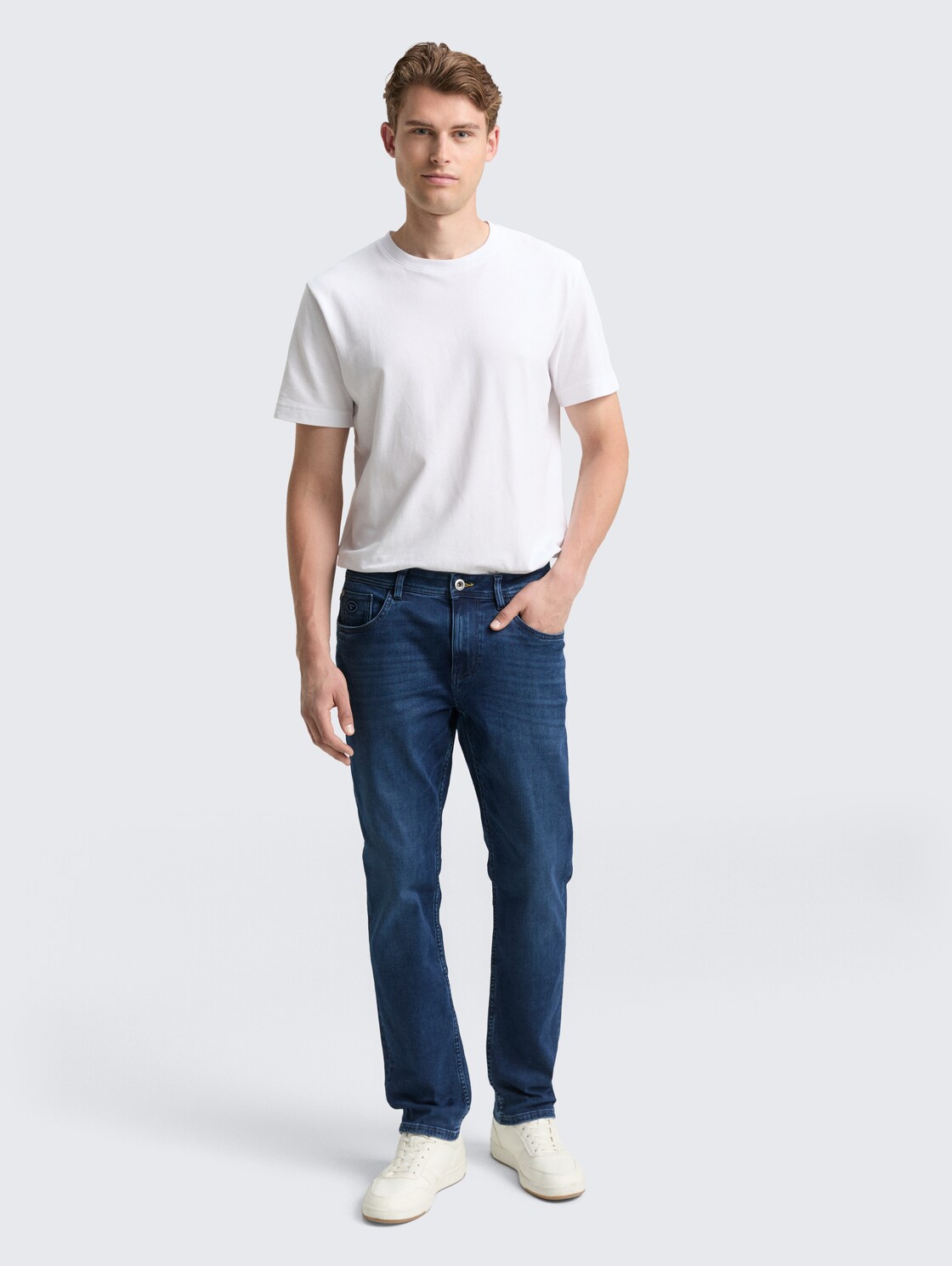 TTJOSH REGULAR SLIM Jeans - Used Mid Stone Blue Denim - Model-Vorderansicht