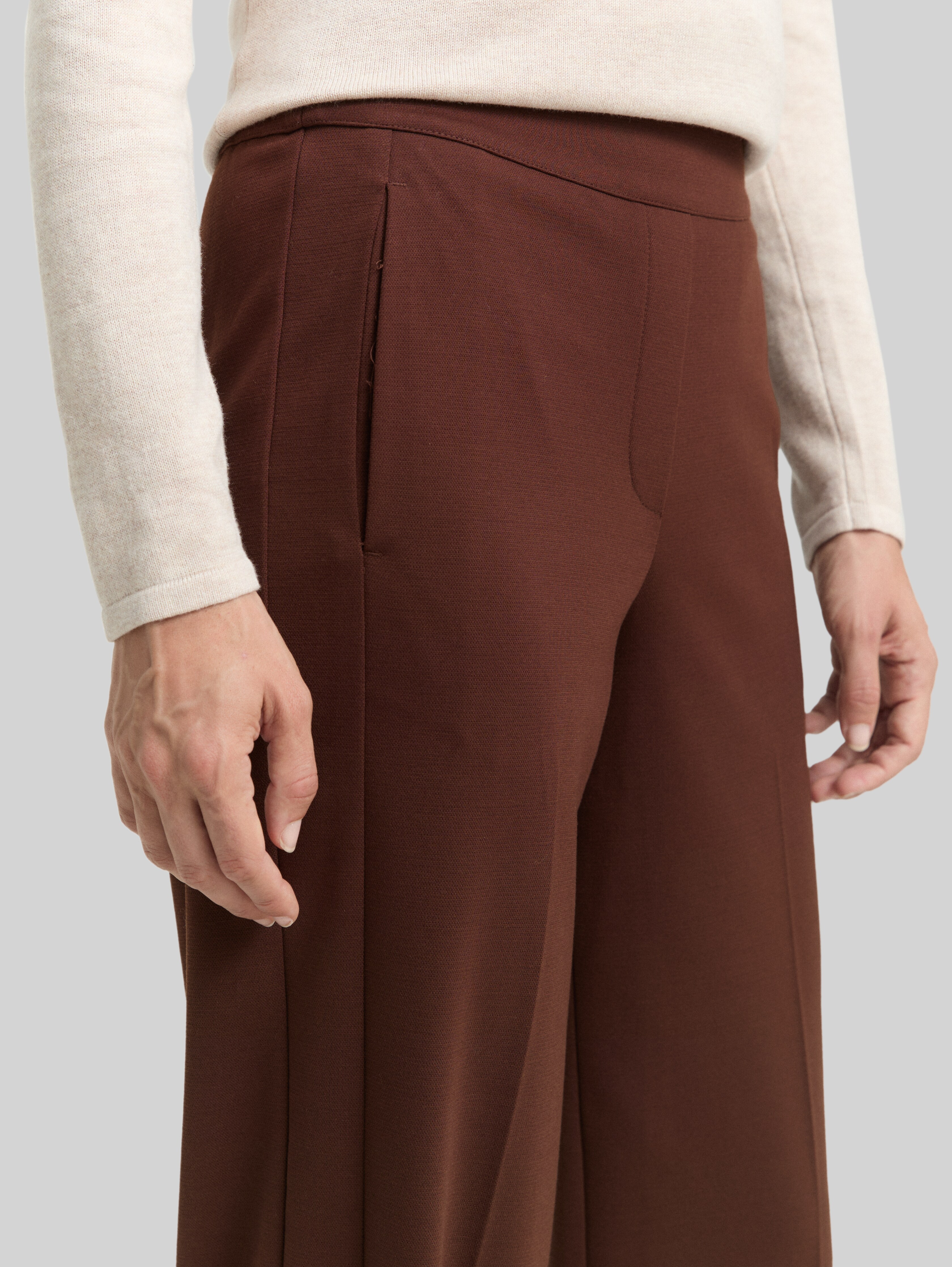 TTMIA STRAIGHT trousers in brown by Tom Tailor