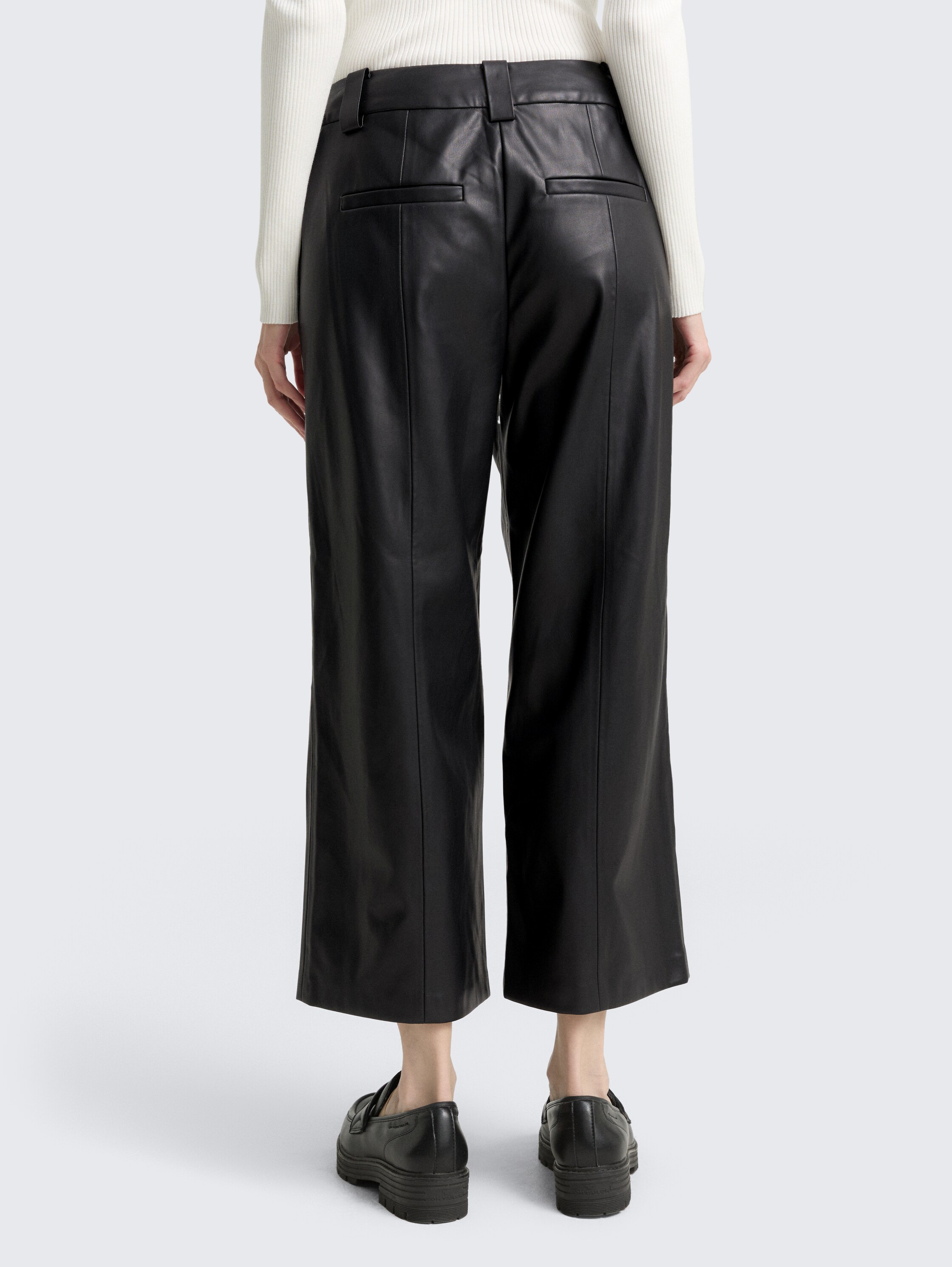 Culotte trousers in leather look - deep_black_1 - 