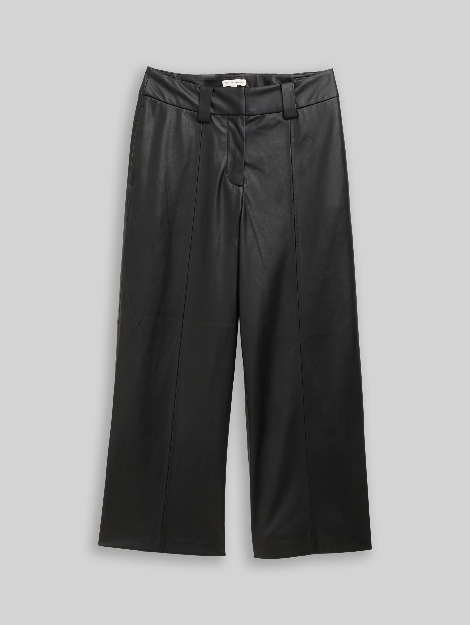 Culotte trousers in leather look - deep black - Front product view
