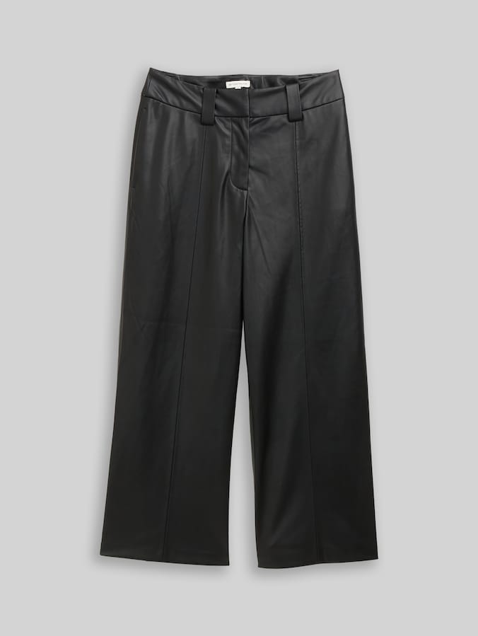 Culotte trousers in leather look by Women, deep black