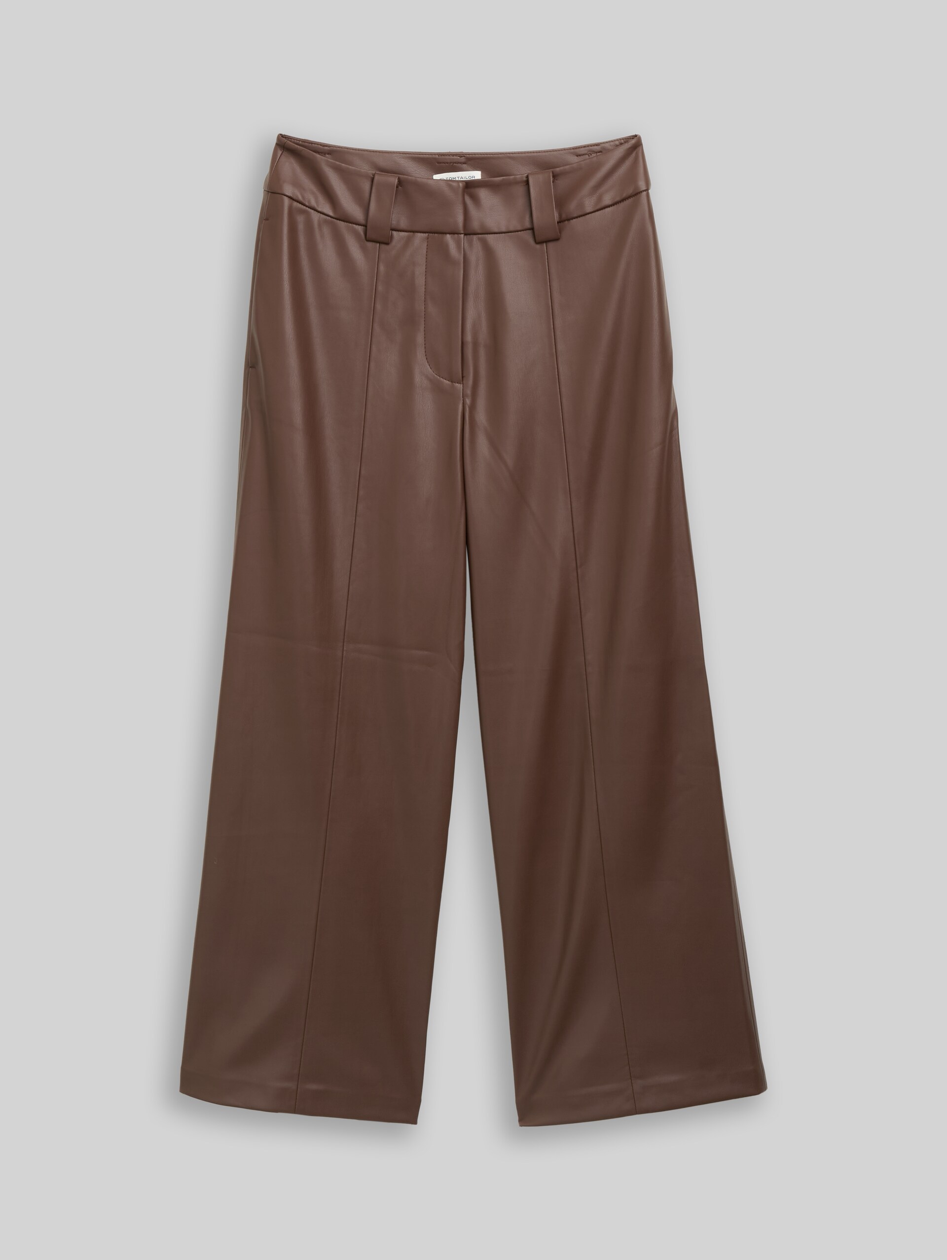 Culotte trousers in leather look - dark pecan brown - Front product view