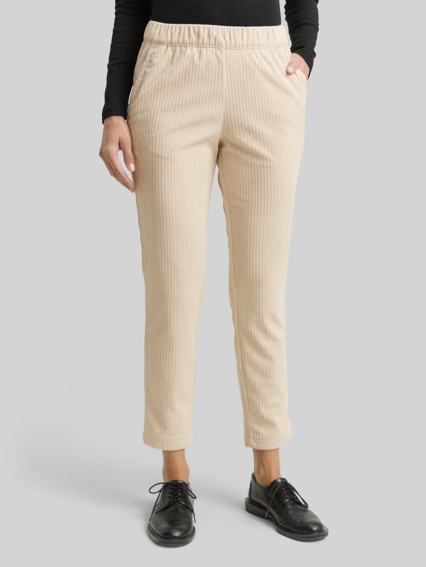 Losse, slanke corduroy broek door Women, sand stone beige