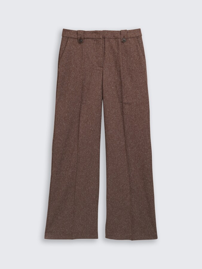 TTLEA WIDE trousers in a melange look by Women, dark pecan brown structure