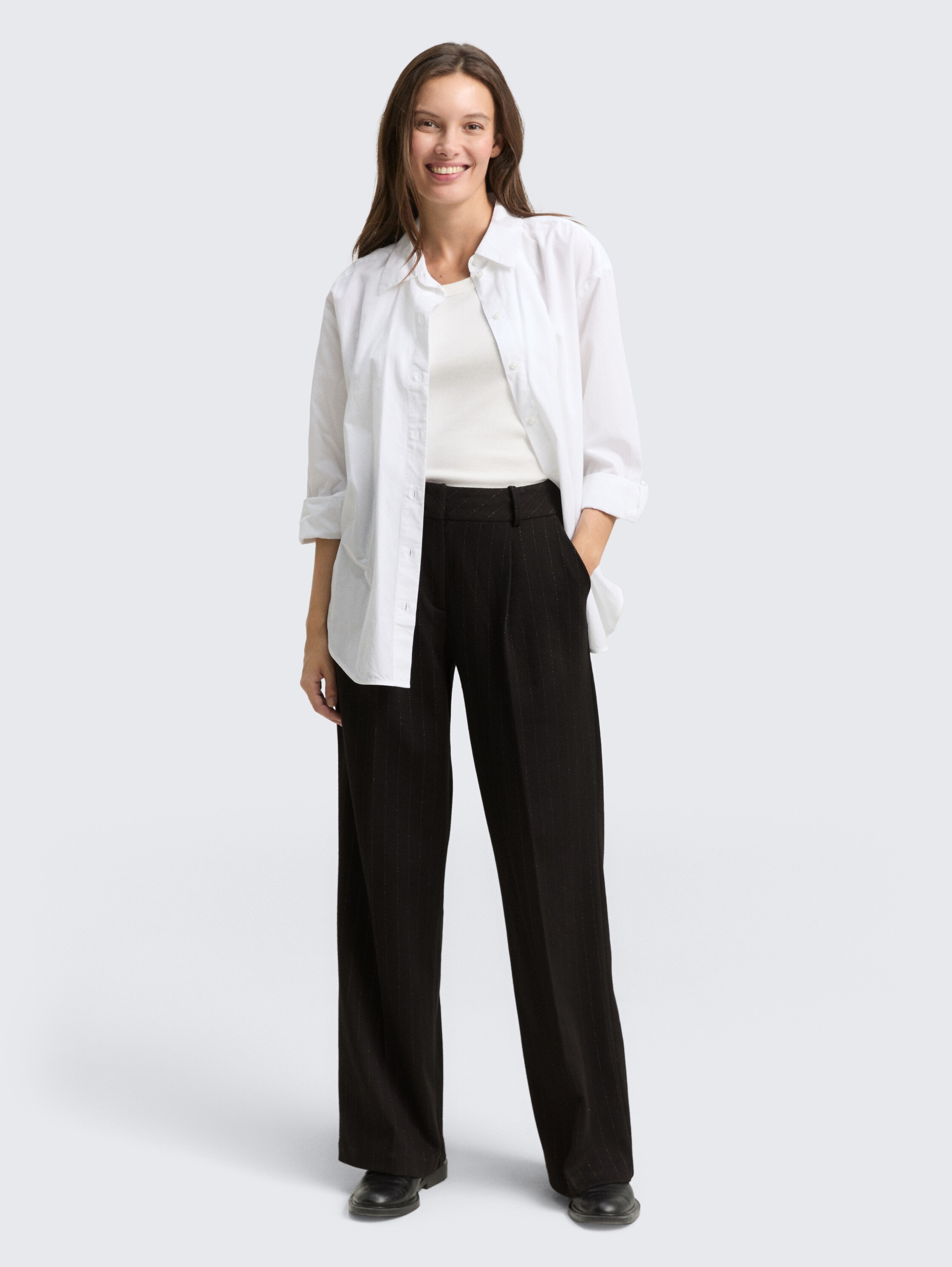 TTLEA WIDE trousers with glitter effect - pinstripe_with_lurex - 