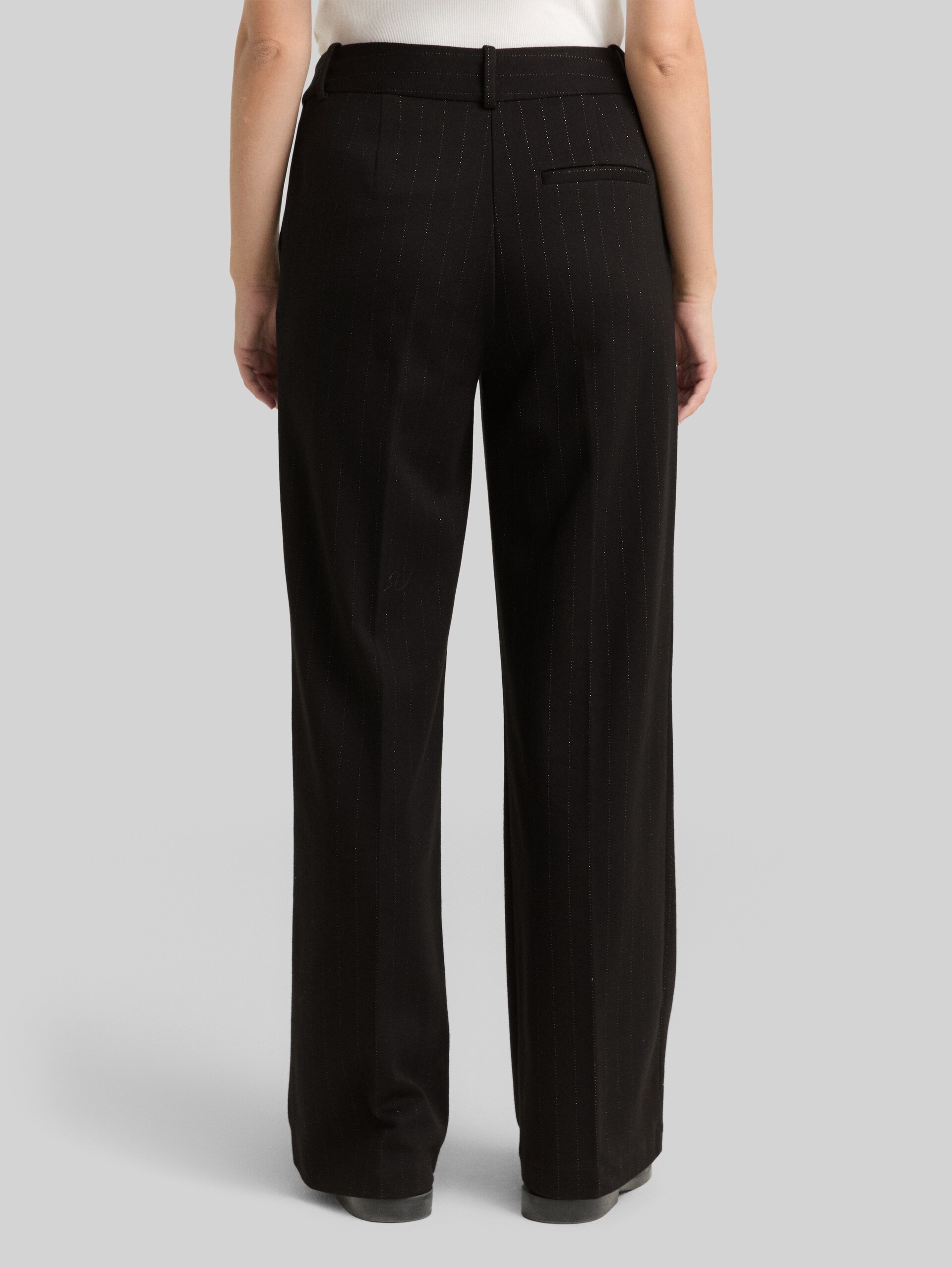 TTLEA WIDE trousers with glitter effect - pinstripe with lurex - Neckline model-back view