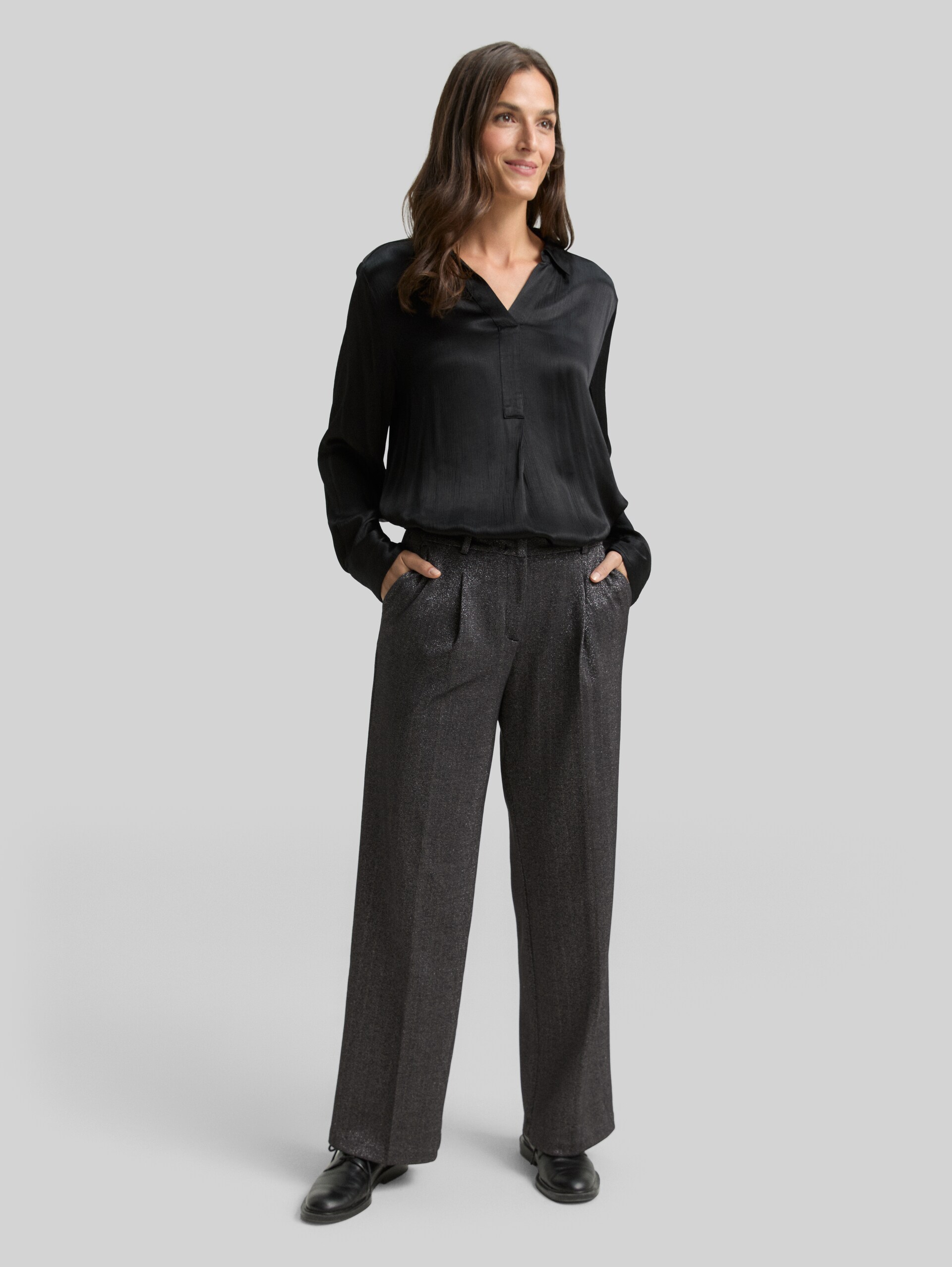 TTLEA WIDE trousers with glitter effect - glitter fabric - Model front view