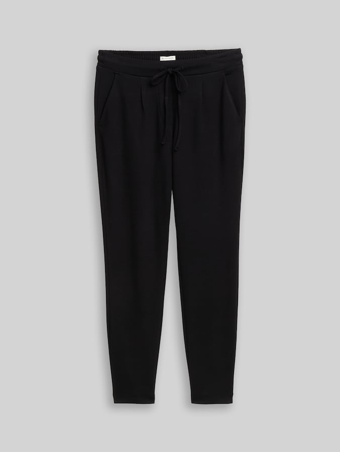 Pantalon jacquard slim ample avec cordon de serrage par Women, deep black