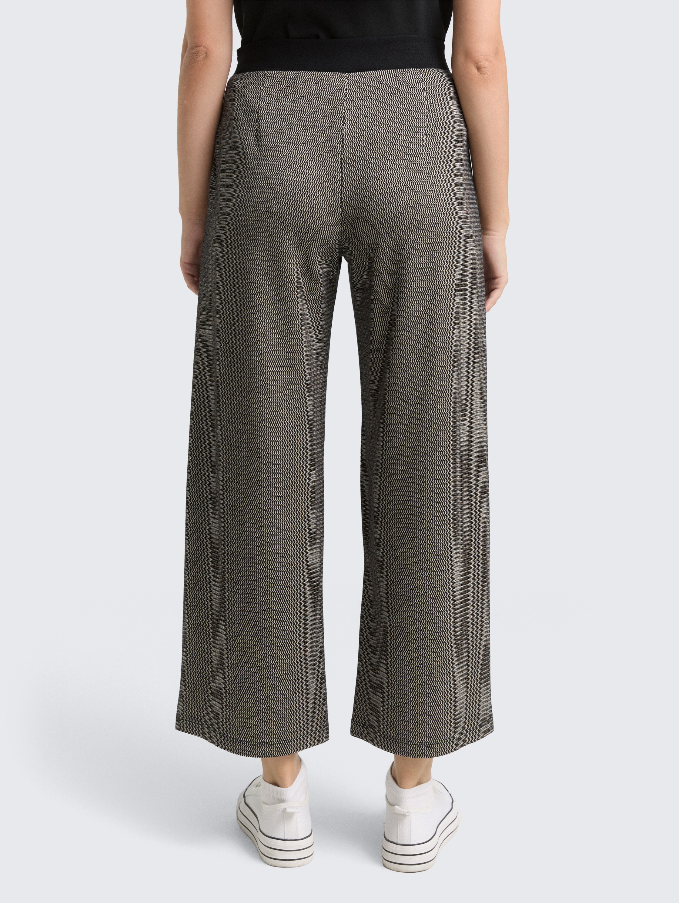 Jacquard Culotte Hose - black_beige_wave_structure - 