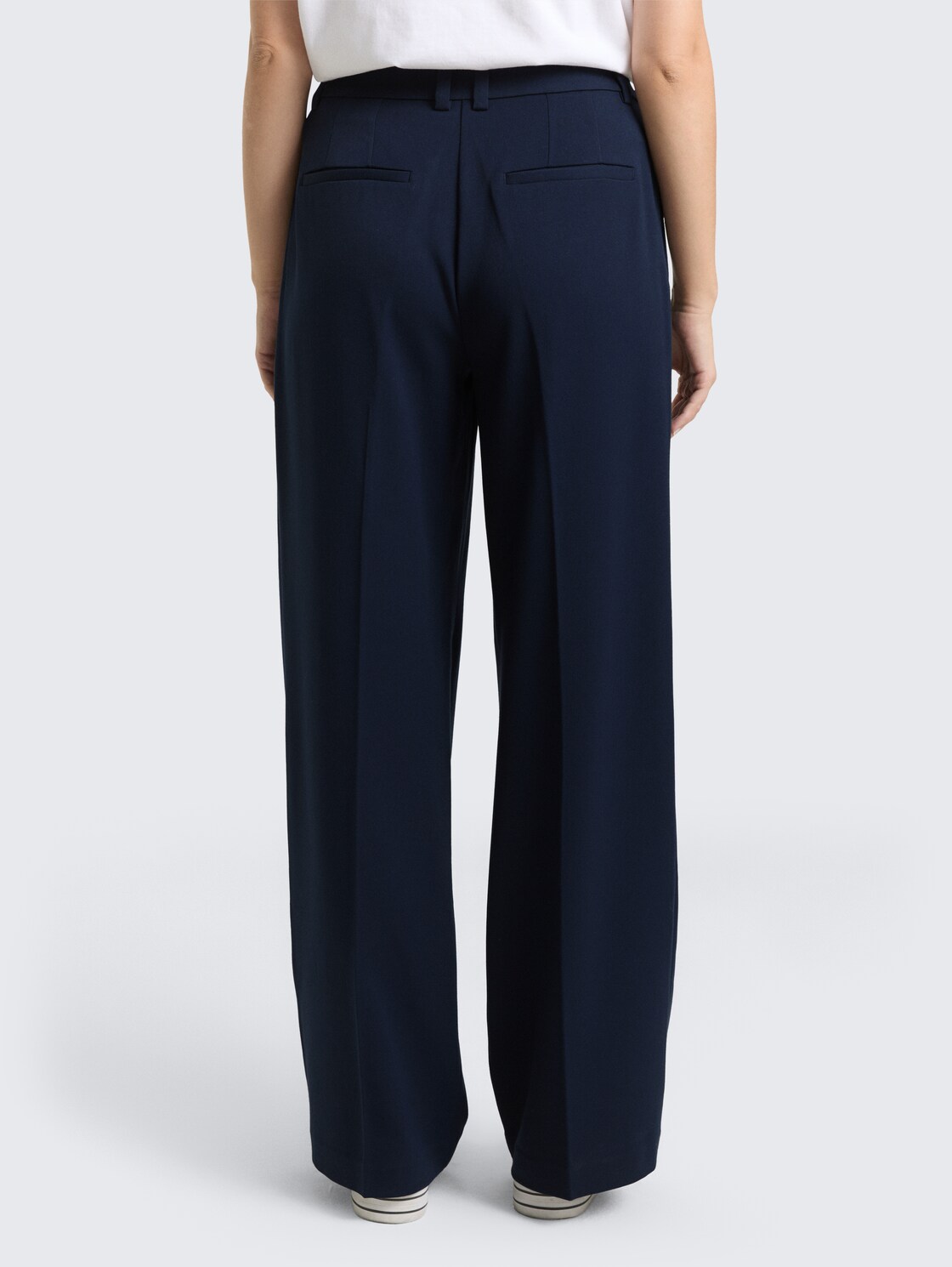 TTLEA WIDE Trousers with crease - sky captain blue - Neckline model-back view