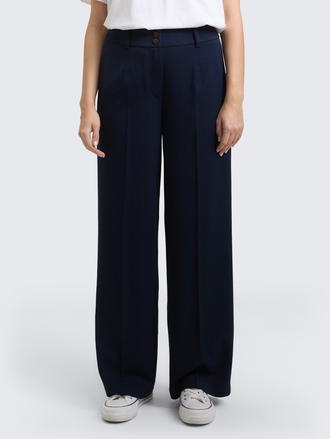 TTLEA WIDE Trousers with crease by Women, sky captain blue