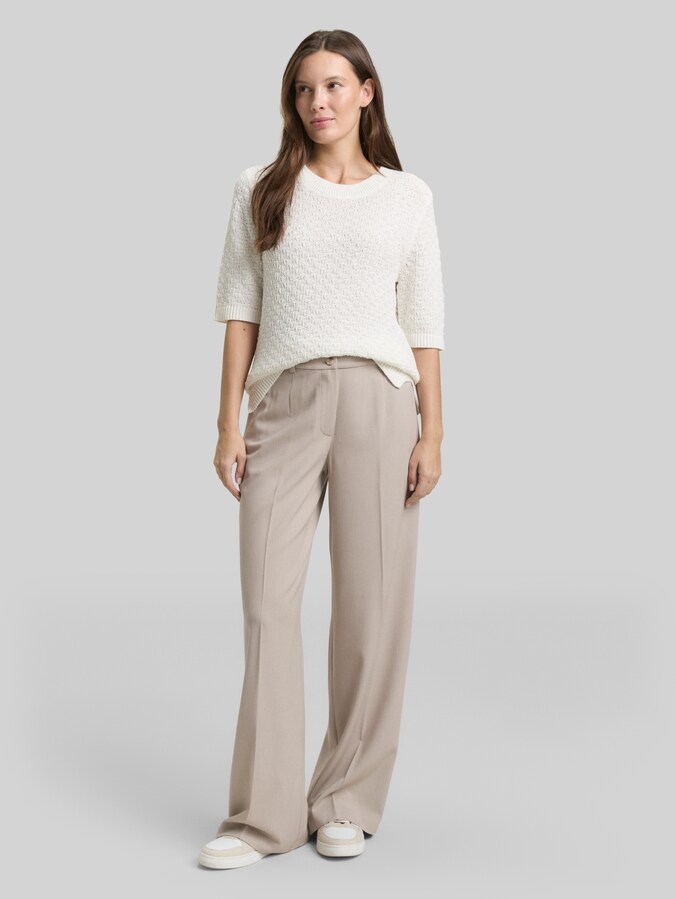 TTLEA WIDE Pantalon à plis par Women, soft taupe grey melange