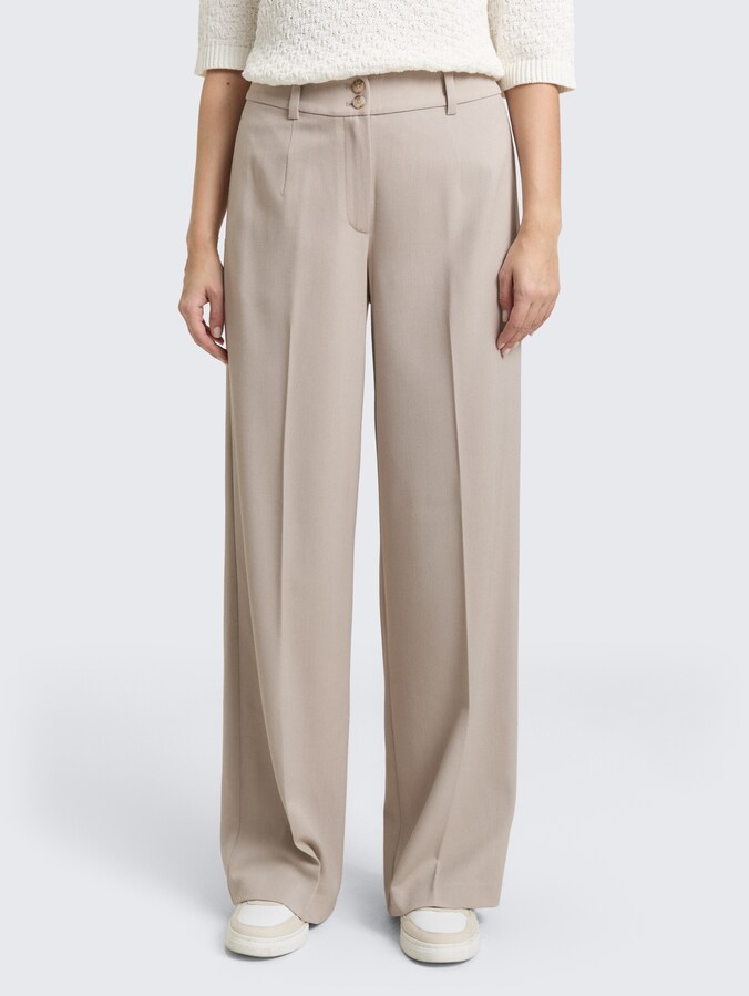 TTLEA WIDE Broek met strijkvouw door Women, soft taupe grey melange