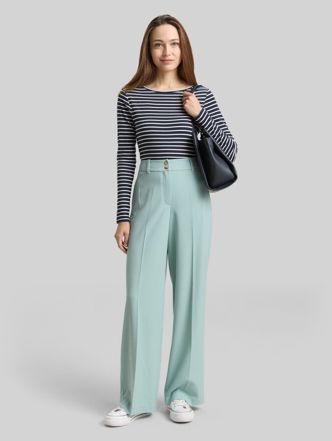 TTLEA WIDE Broek met strijkvouw door Women, blue haze melange