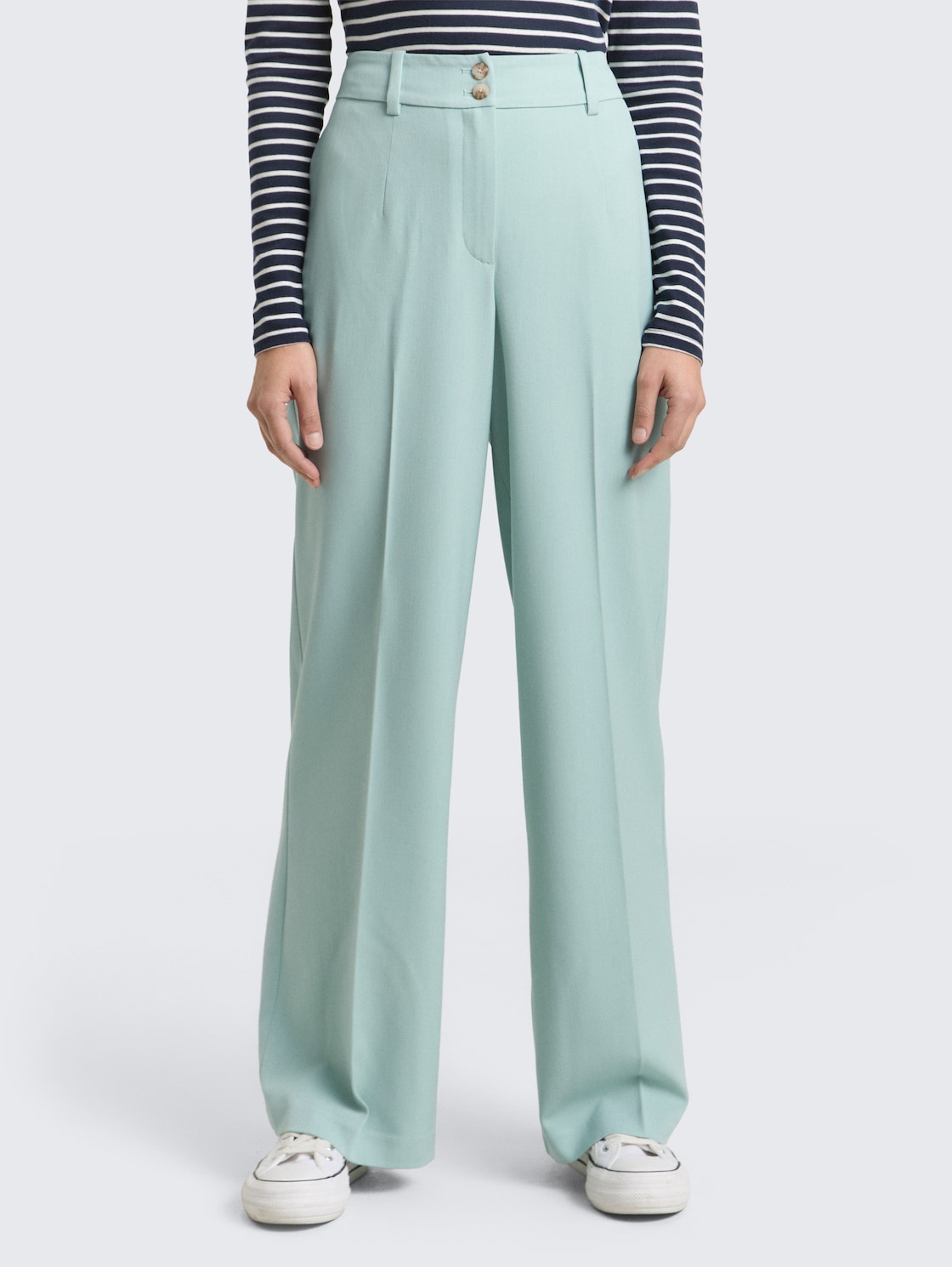 TTLEA WIDE Hose mit Bügelfalte - blue haze melange - Ausschnitt Model-Vorderansicht