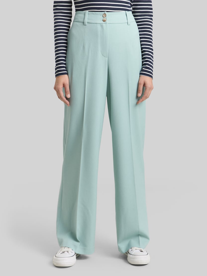 TTLEA WIDE broek met strijkvouw door Women, blue haze melange