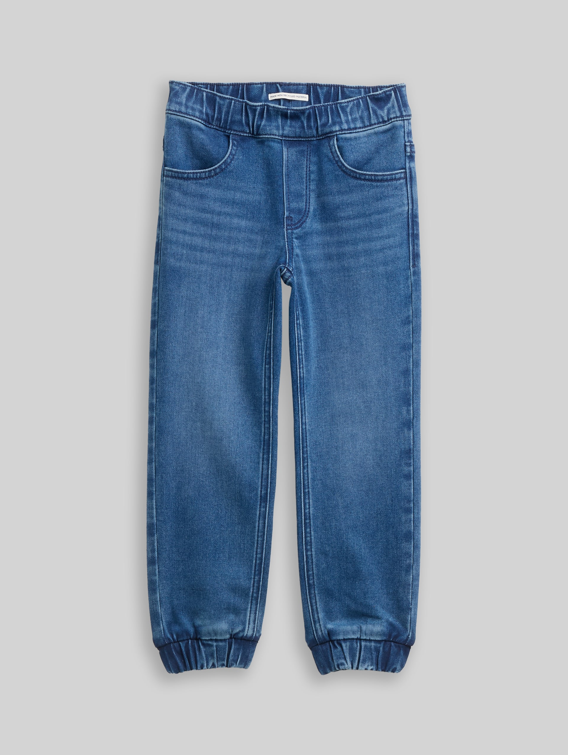 Straight Jogger Jeans mit Stretch - Used Mid Stone Blue Denim - Vorder-Produkt-Ansicht