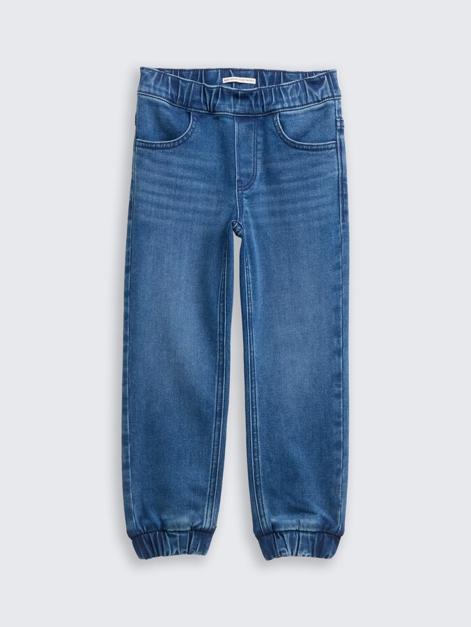 Straight jogger jeans met stretch door Mini Boys, Used Mid Stone Blue Denim