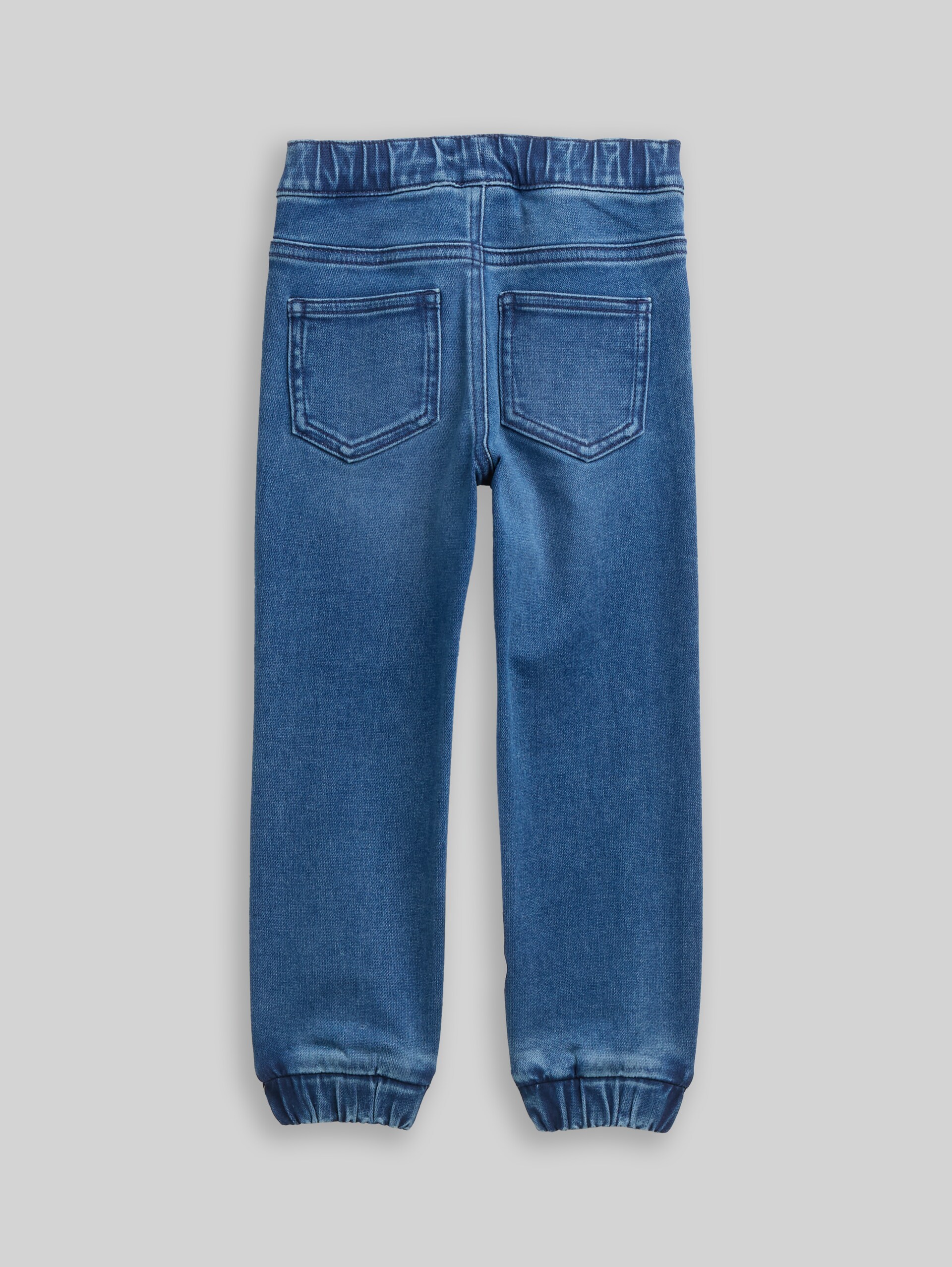Straight Jogger Jeans mit Stretch - Used Mid Stone Blue Denim