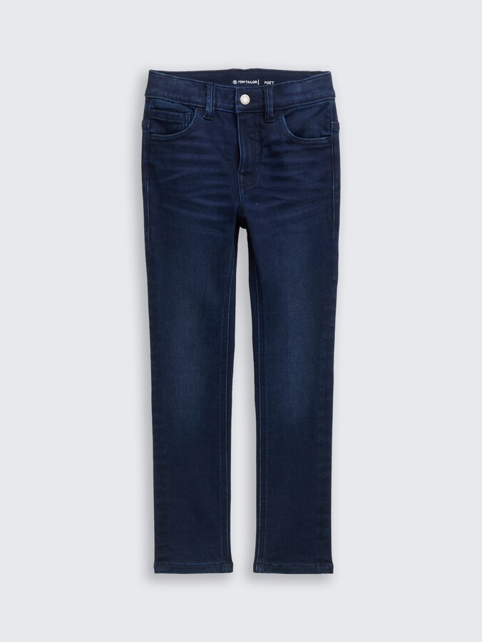 Skinny fit jeans met stretch door Mini Boys, dark blue denim