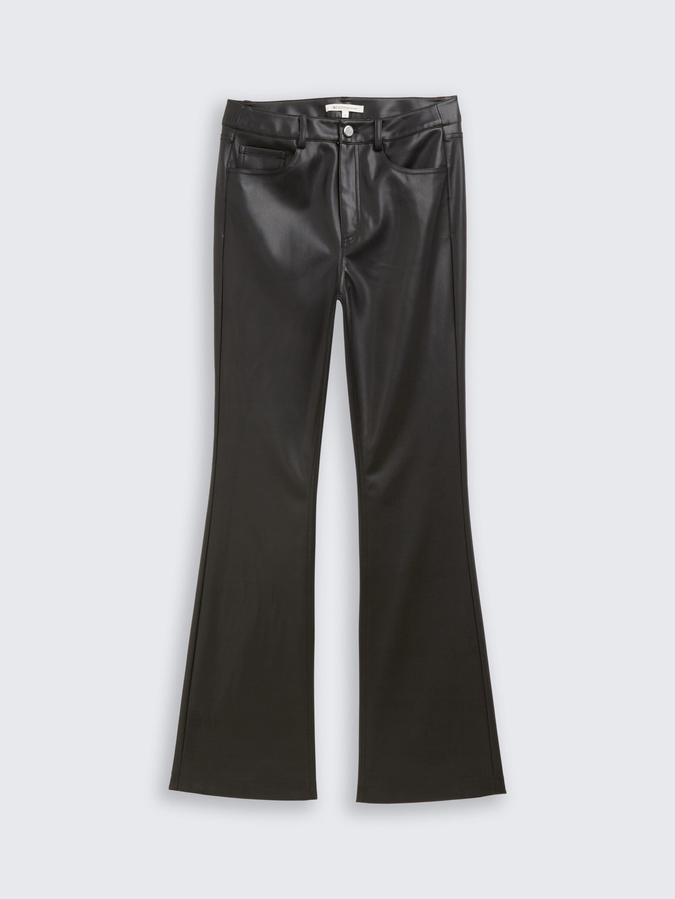 Flared trousers in leather look - deep_black_1 - 
