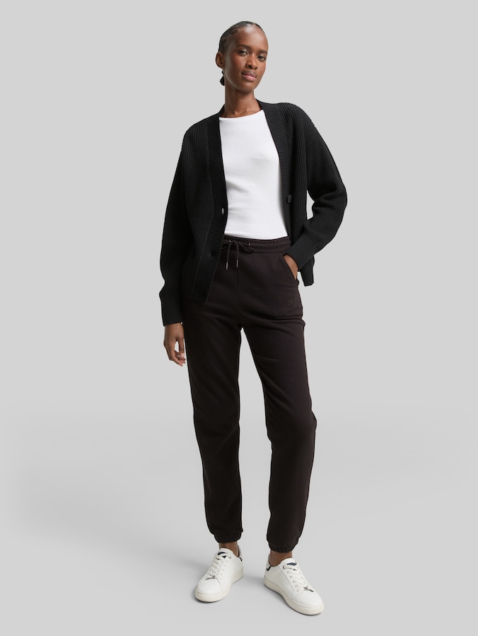 Jogginghose mit Glitzer-Stickerei von Denim Female, deep black