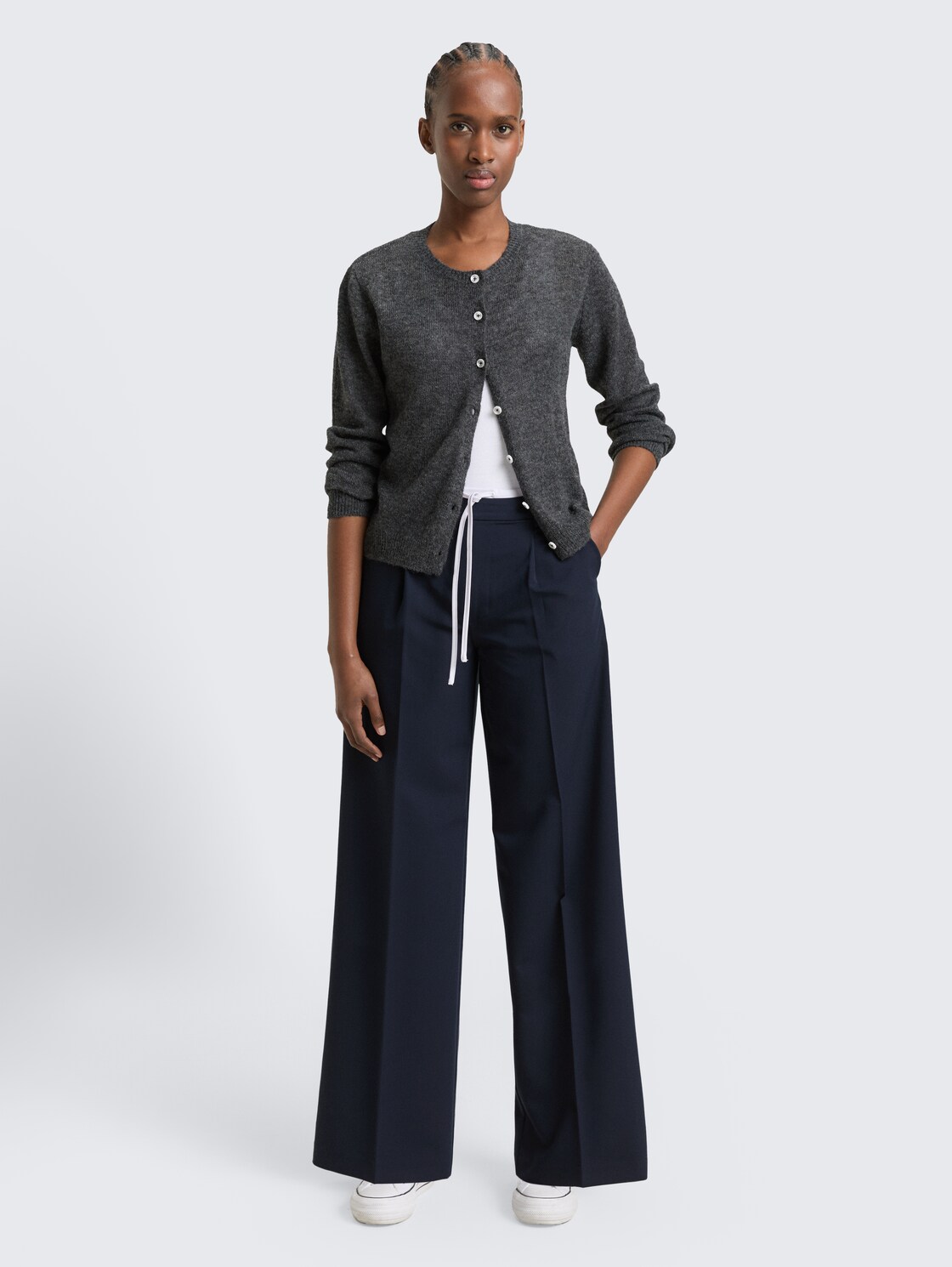 Wide Leg Hose im 2-in-1-Look - sky captain blue - Model-Vorderansicht