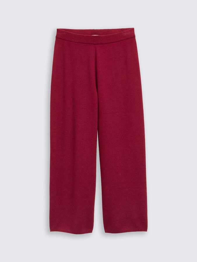 Cozy wijde gebreide broek door Teen Girls, Beetroot Red