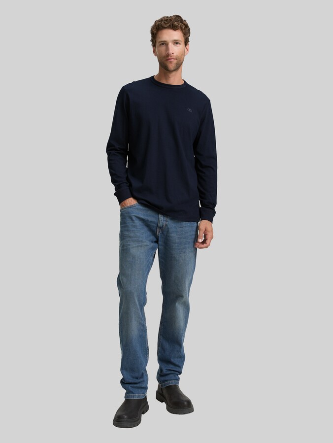 Basic Langarmshirt aus Baumwolle von Men, sky captain blue