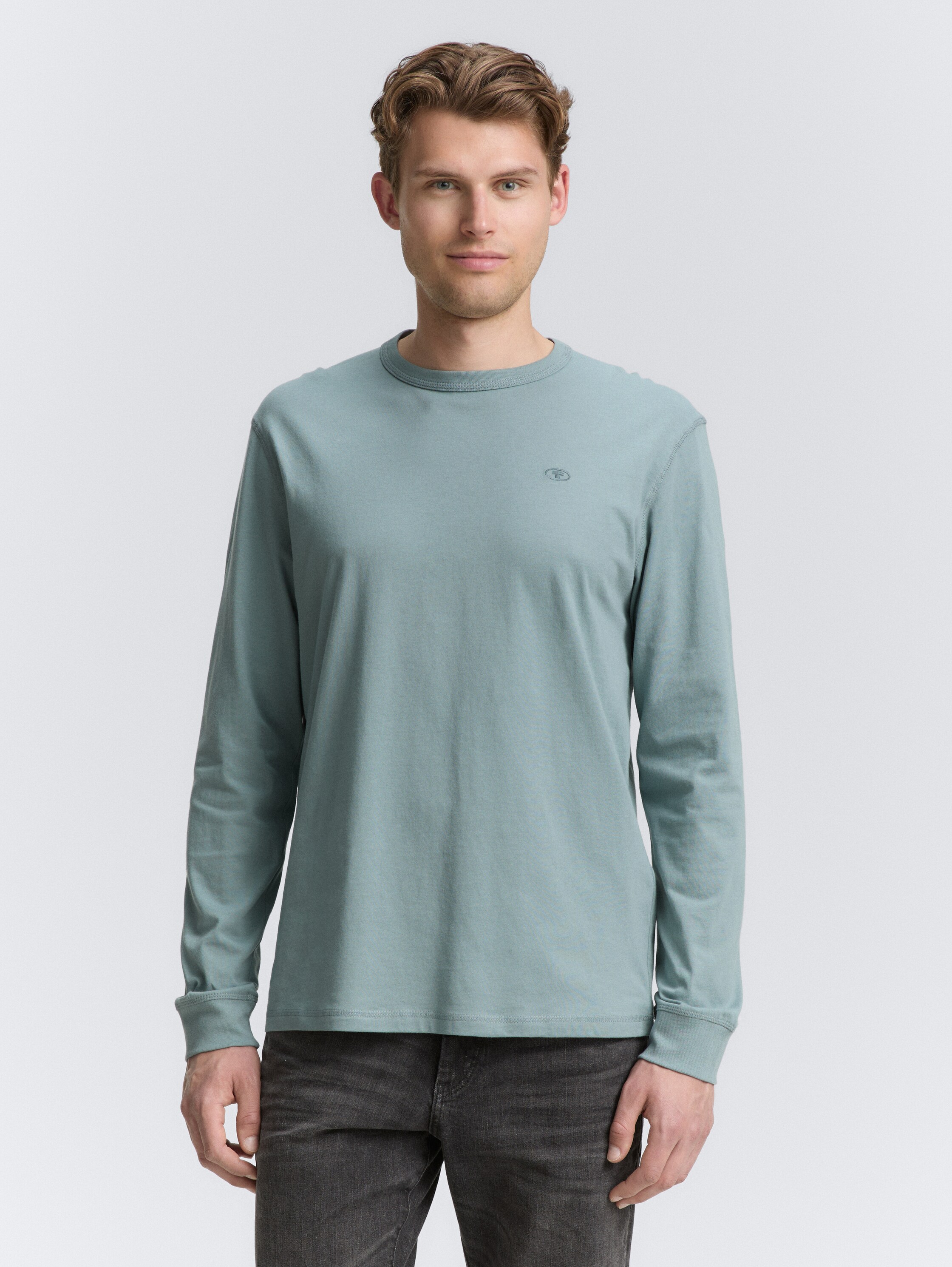 Basic shirt met lange mouwen van katoen - grey_mint - 