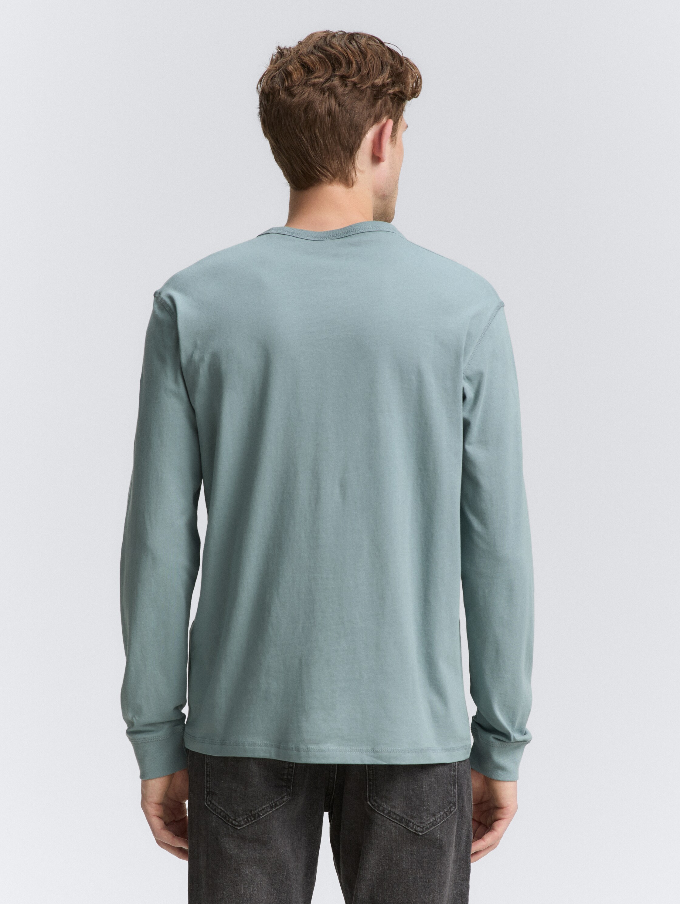 Basic shirt met lange mouwen van katoen - grey_mint - 
