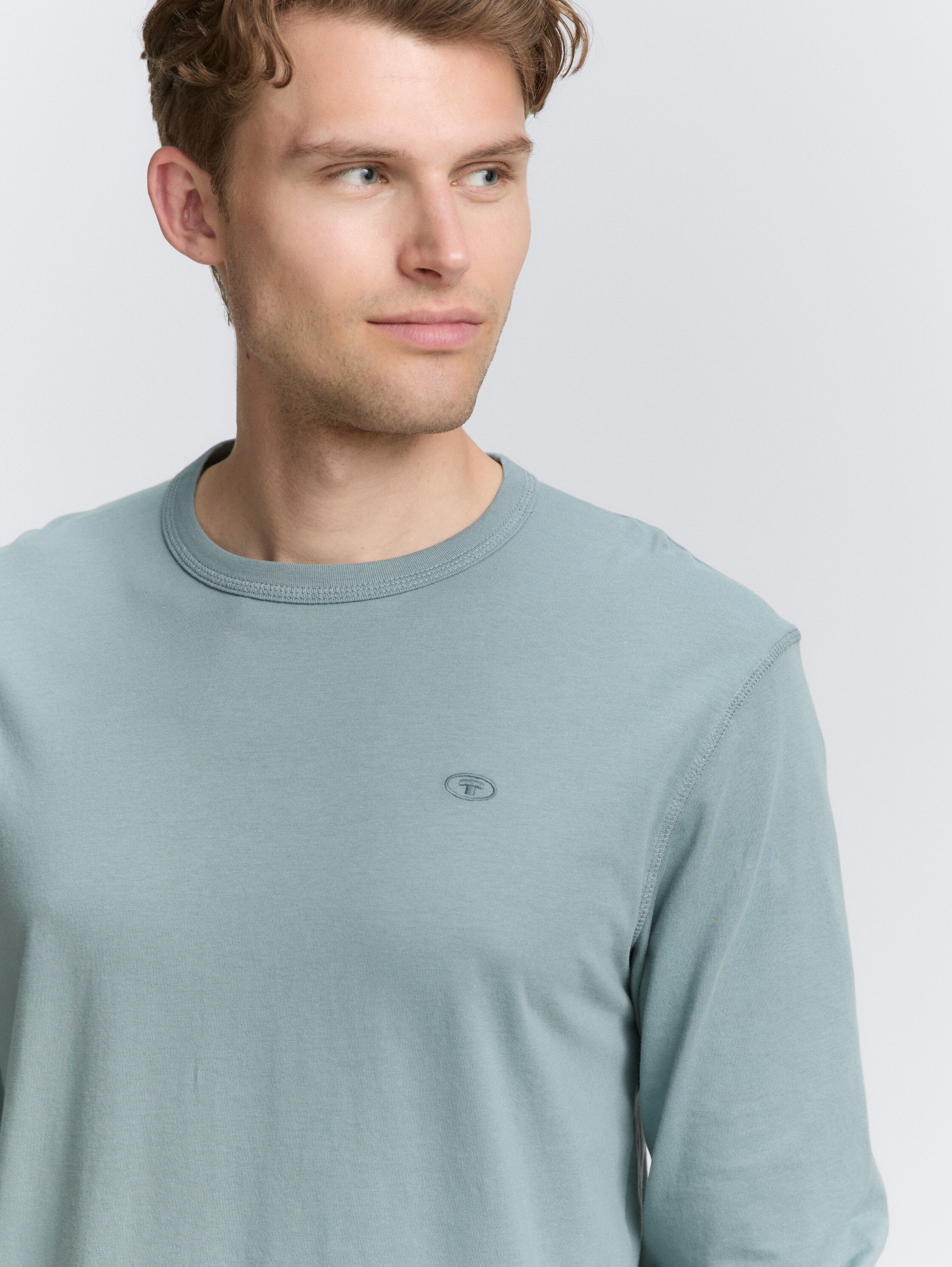 Basic shirt met lange mouwen van katoen - grey_mint - 