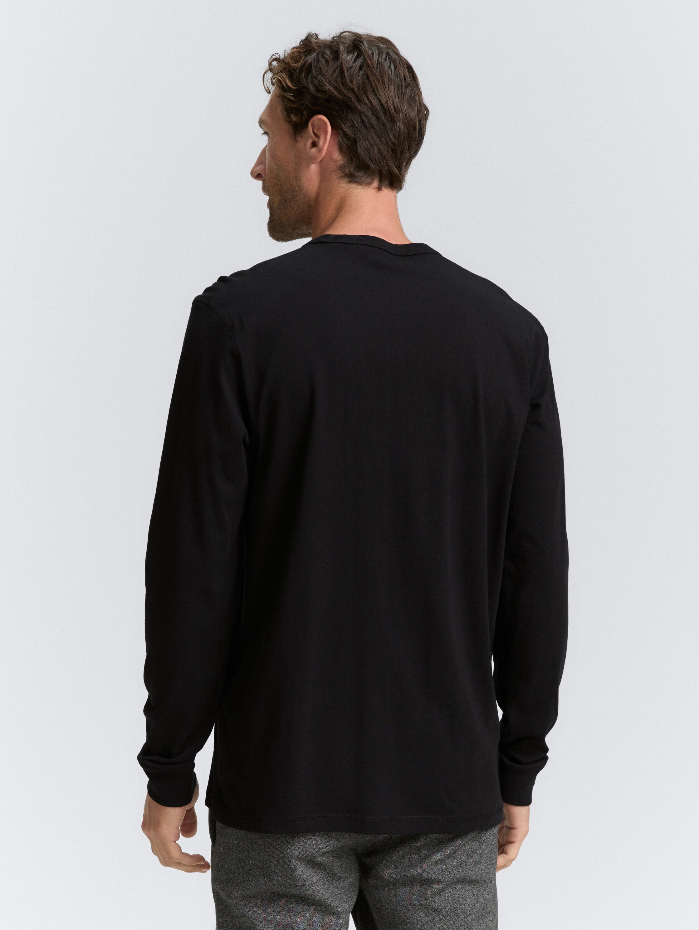 Basic shirt met lange mouwen van katoen - black - 