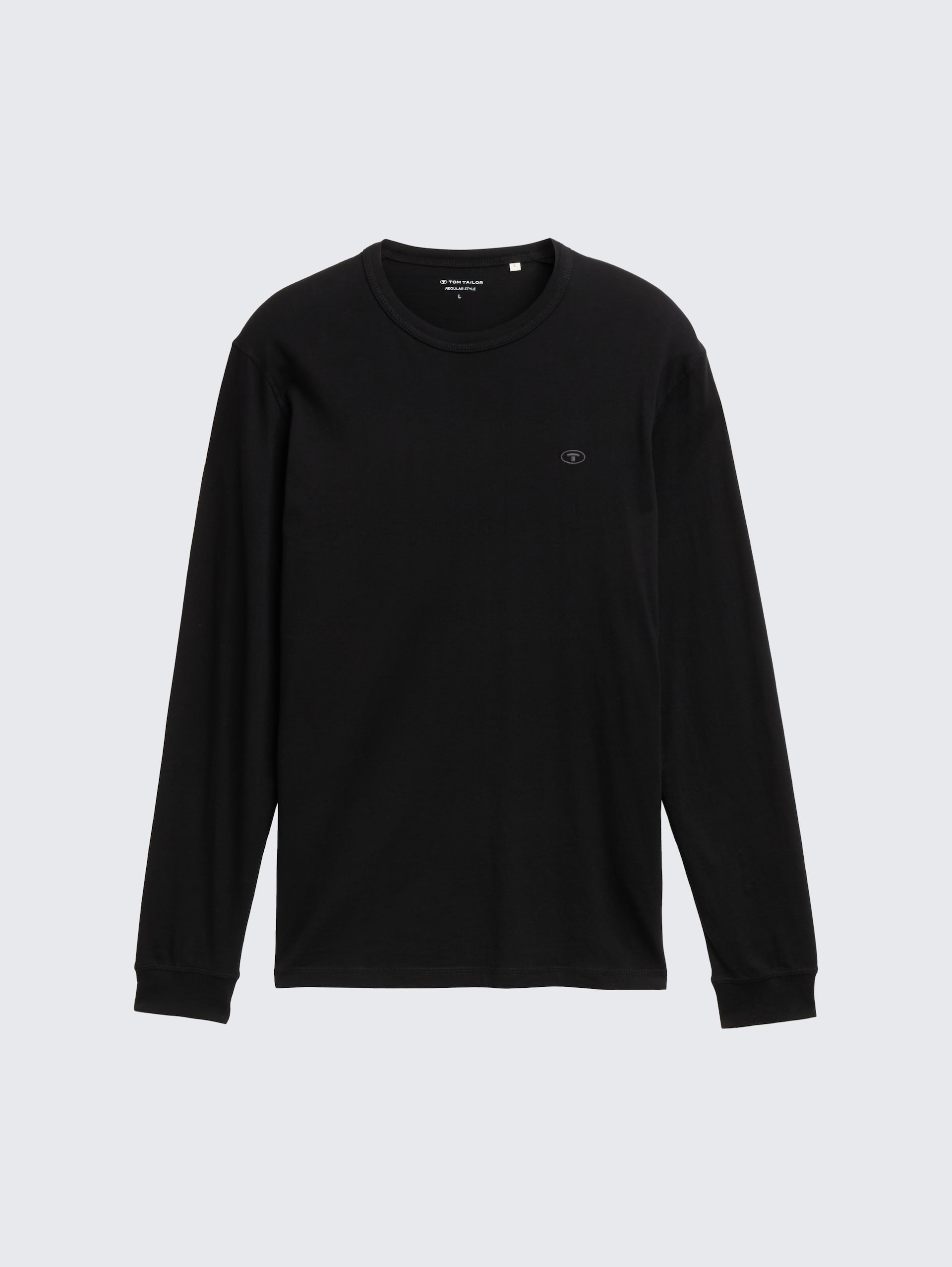Basic Langarmshirt aus Baumwolle - Black - Vorder-Produkt-Ansicht