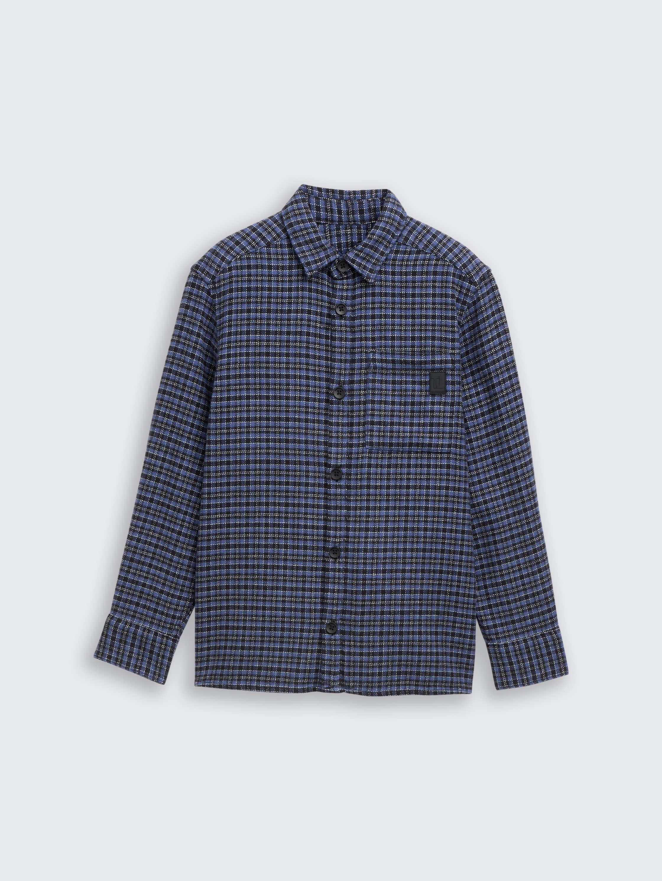 Oversize Hemd mit Karomuster - black_purple_mini_check_design - 