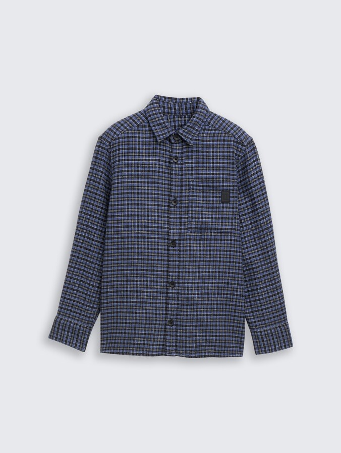 Oversized overhemd met ruitjesmotief door Teen Boys, black purple mini check design