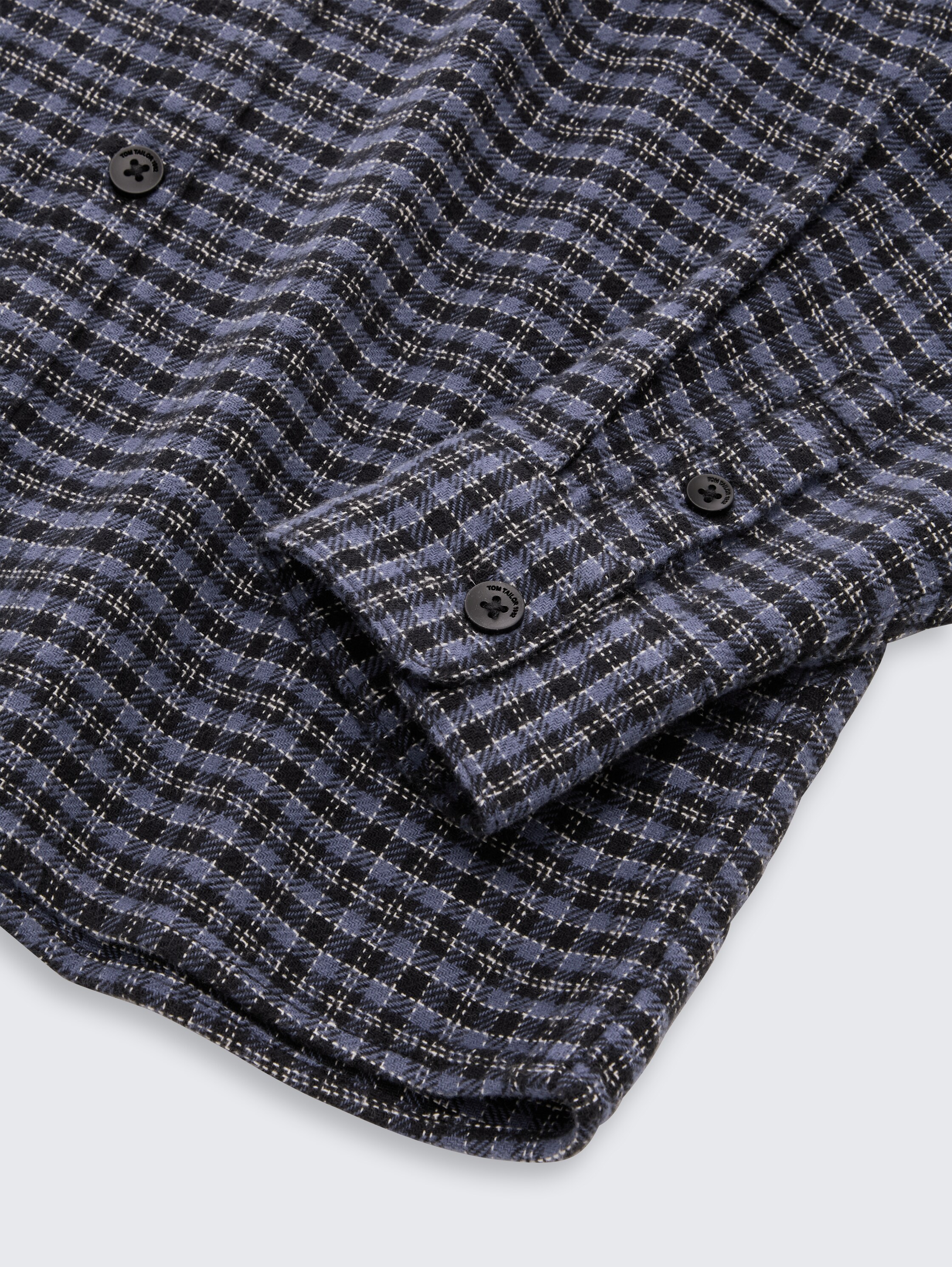 Oversize Hemd mit Karomuster - black_purple_mini_check_design - 