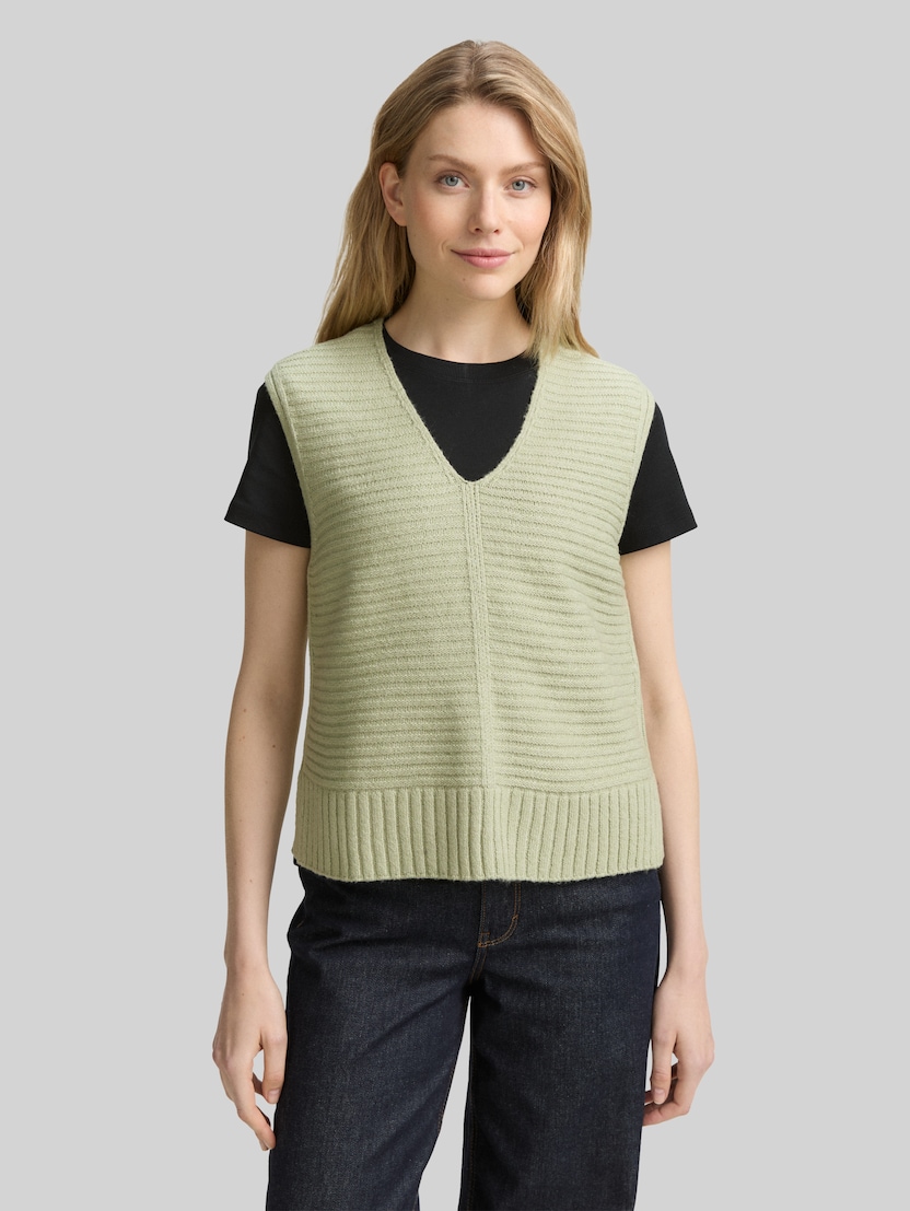 Pullunder mit Rippstruktur von Women, pure sage melange