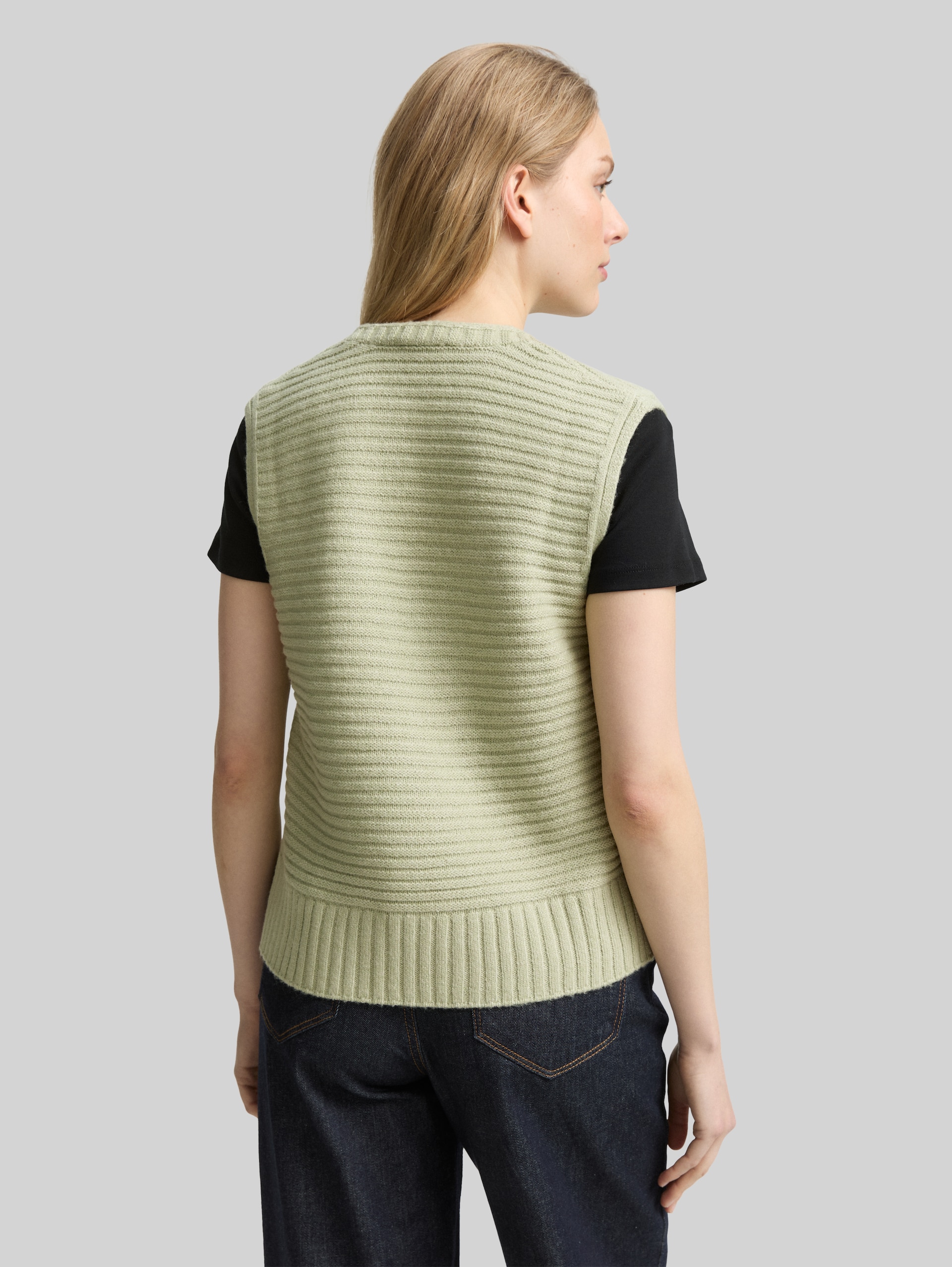 Pullunder mit Rippstruktur - pure sage melange